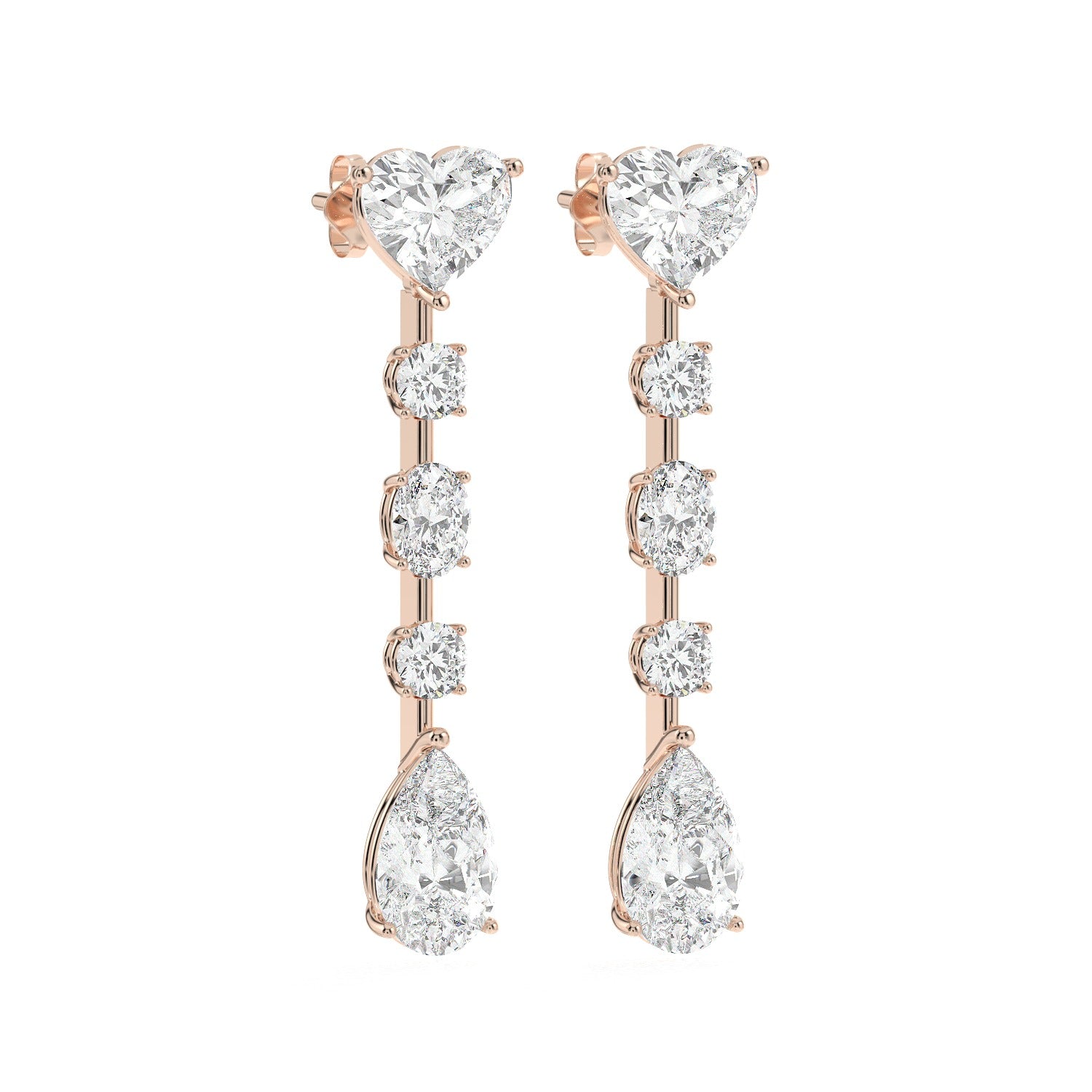 Mixed Drop Earrings - Rose Gold#Metal Colour_Rose Gold