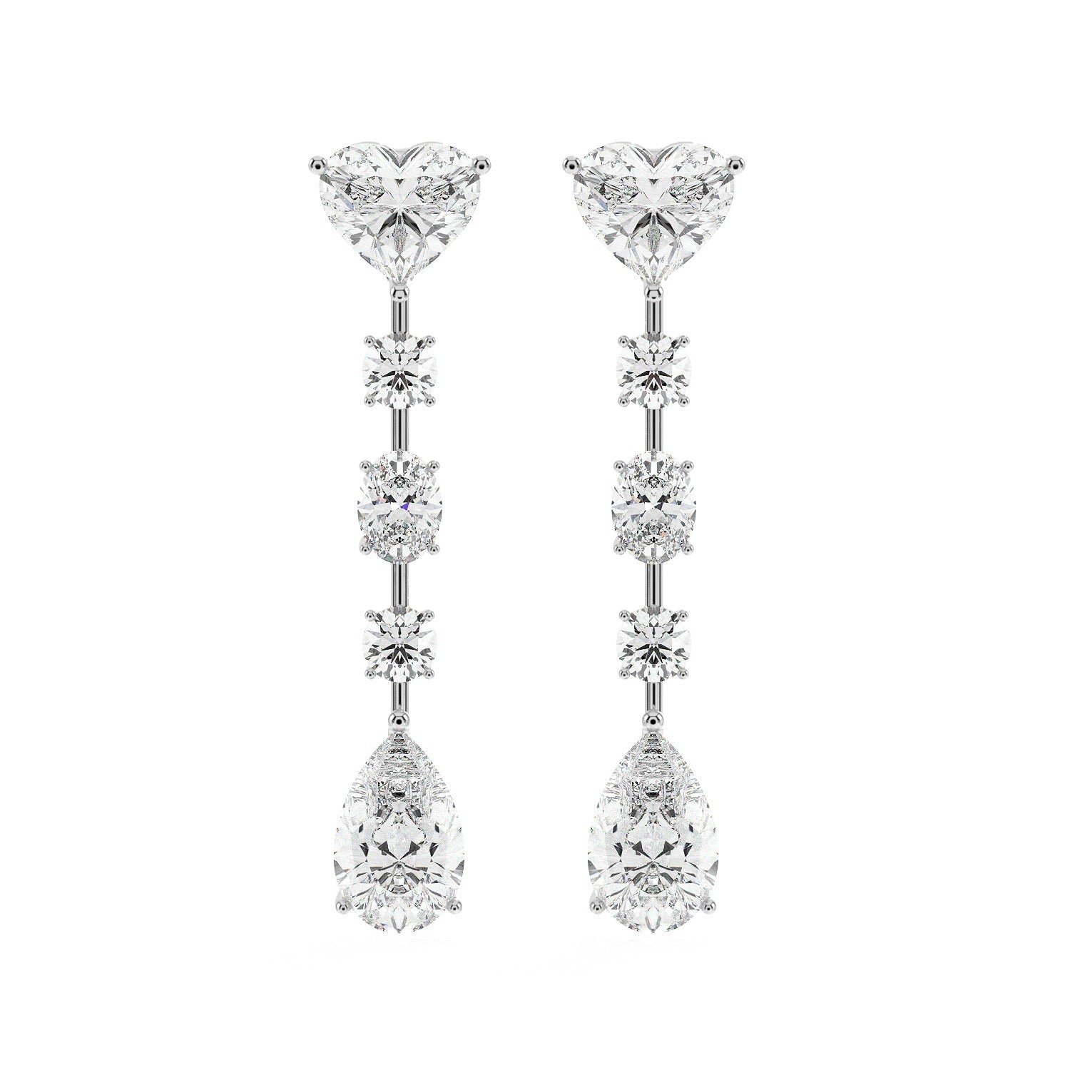 Mixed Drop Earrings - White Gold#Metal Colour_White Gold