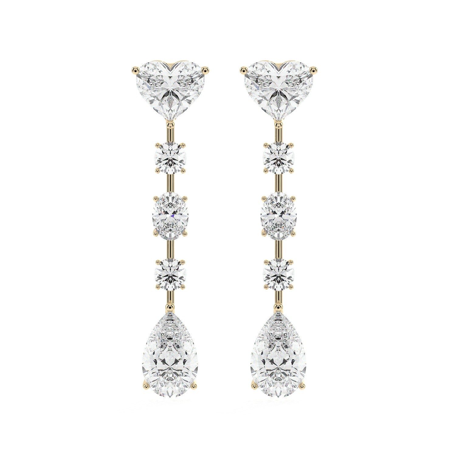 Mixed Drop Earrings - White Gold#Metal Colour_White Gold