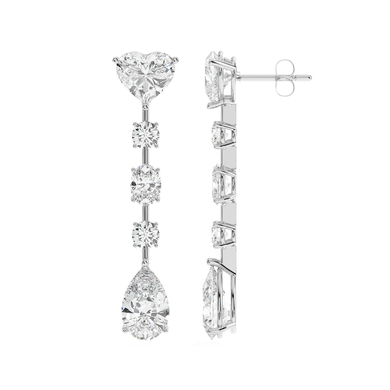 Mixed Drop Earrings - White Gold#Metal Colour_White Gold