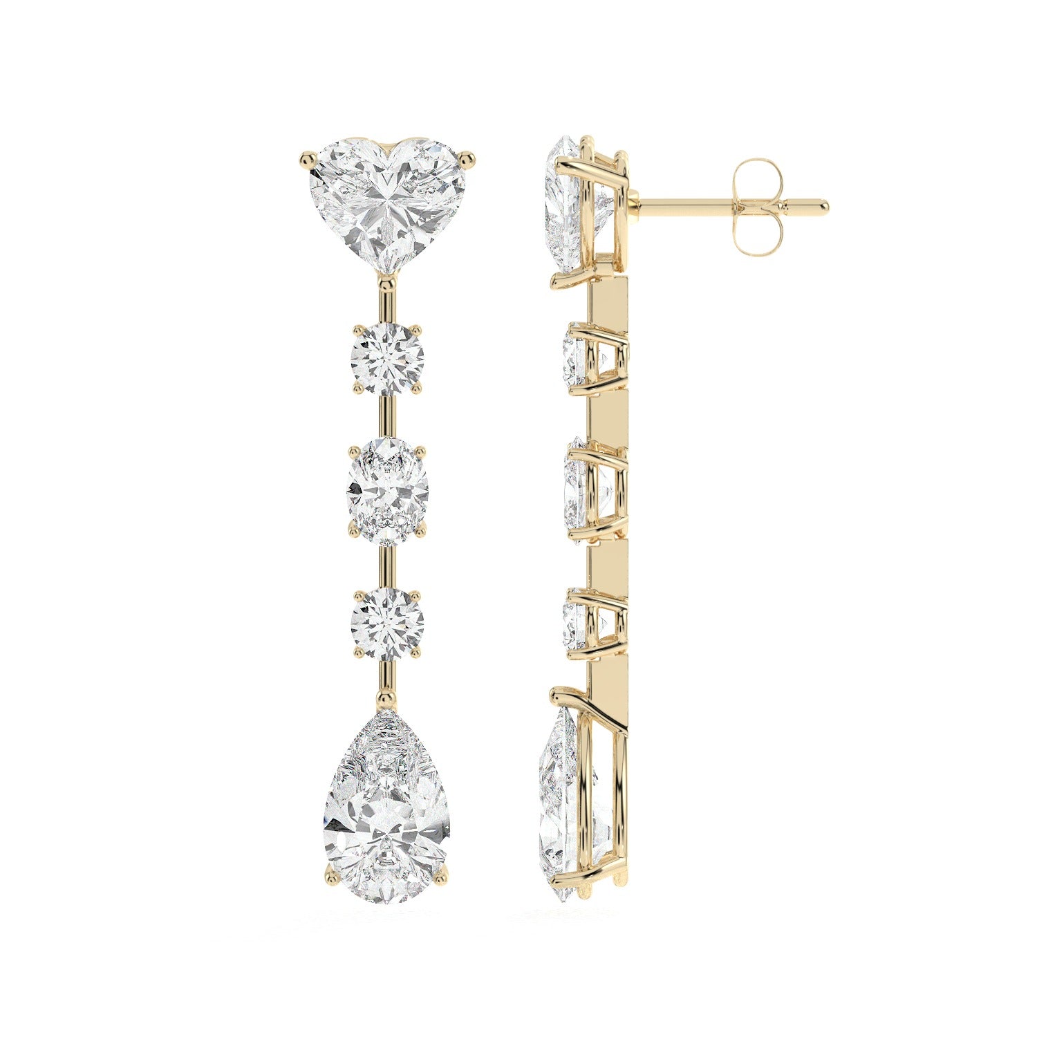 Mixed Drop Earrings - Yellow Gold#Metal Colour_Yellow Gold