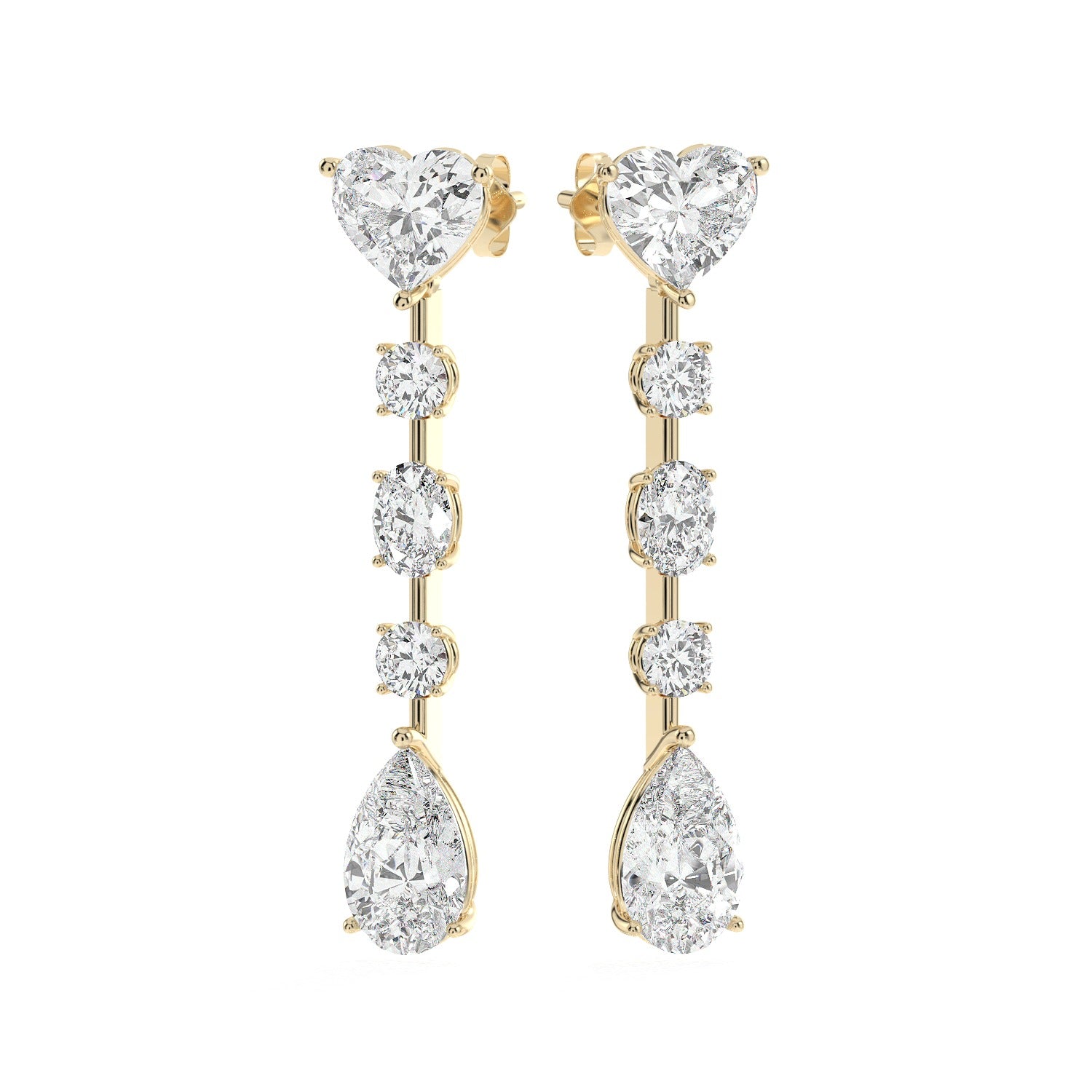 Mixed Drop Earrings - Yellow Gold#Metal Colour_Yellow Gold