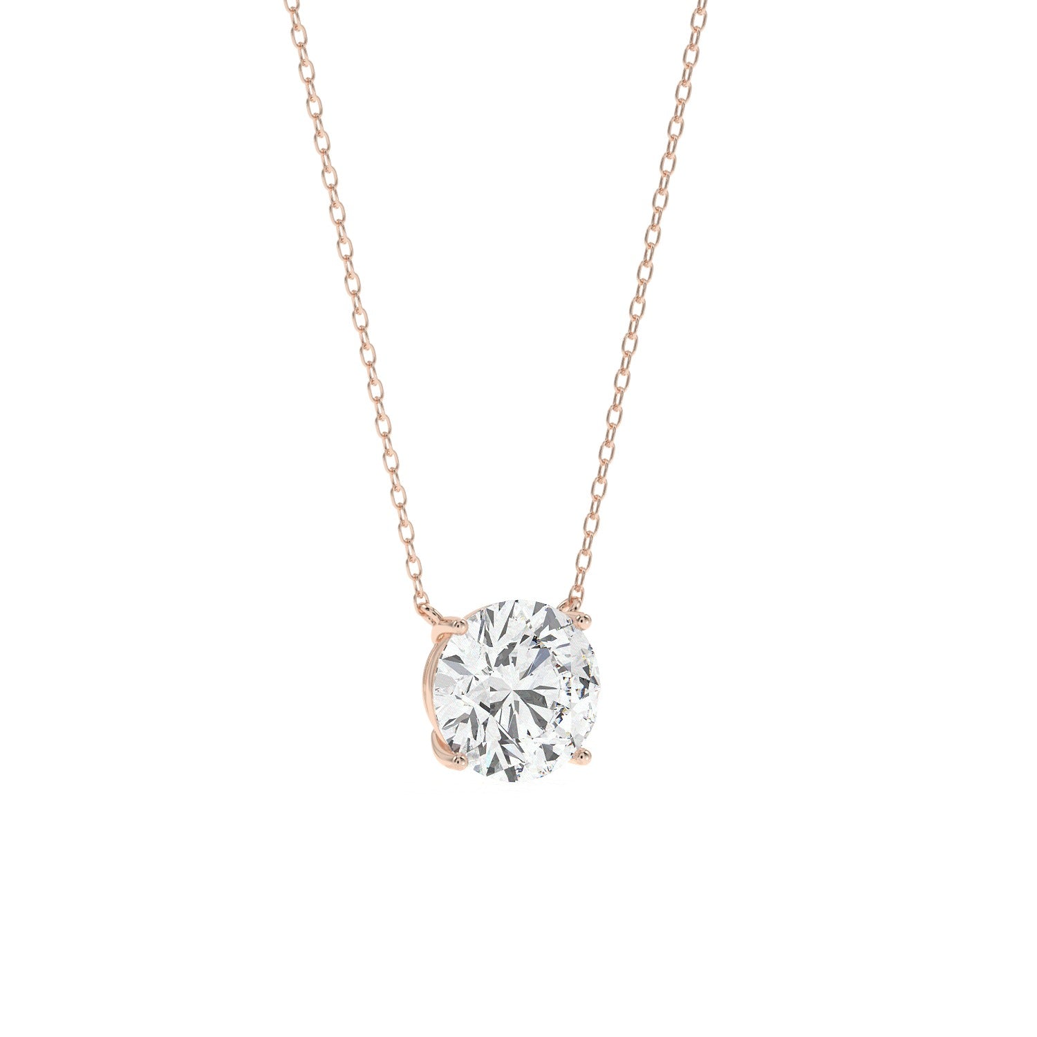 Round Cut Pendant Necklace - Rose Gold#Metal Colour_Rose Gold