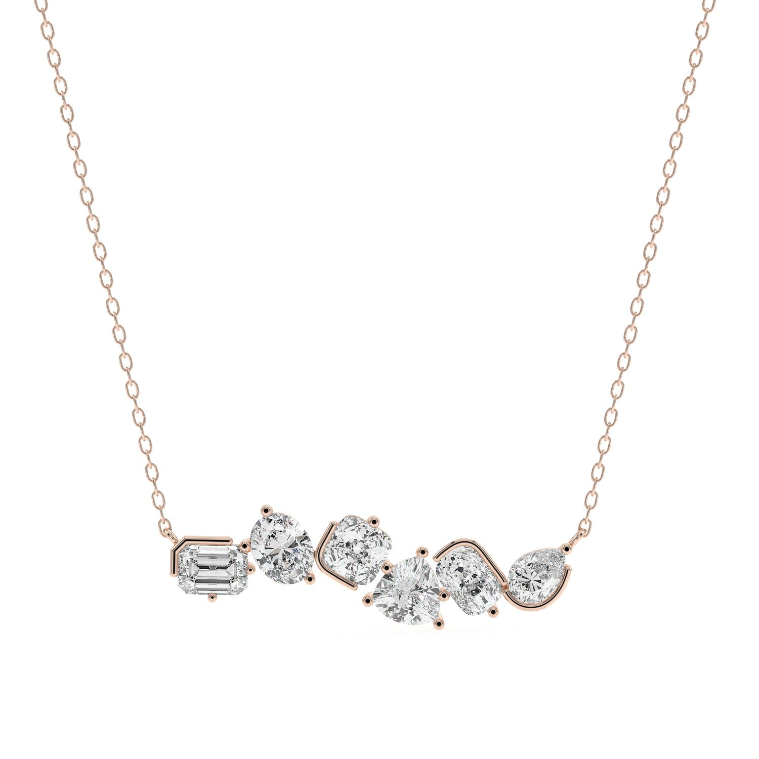 Mixed Cut Pendant Necklace - Rose Gold#Metal Colour_Rose Gold
