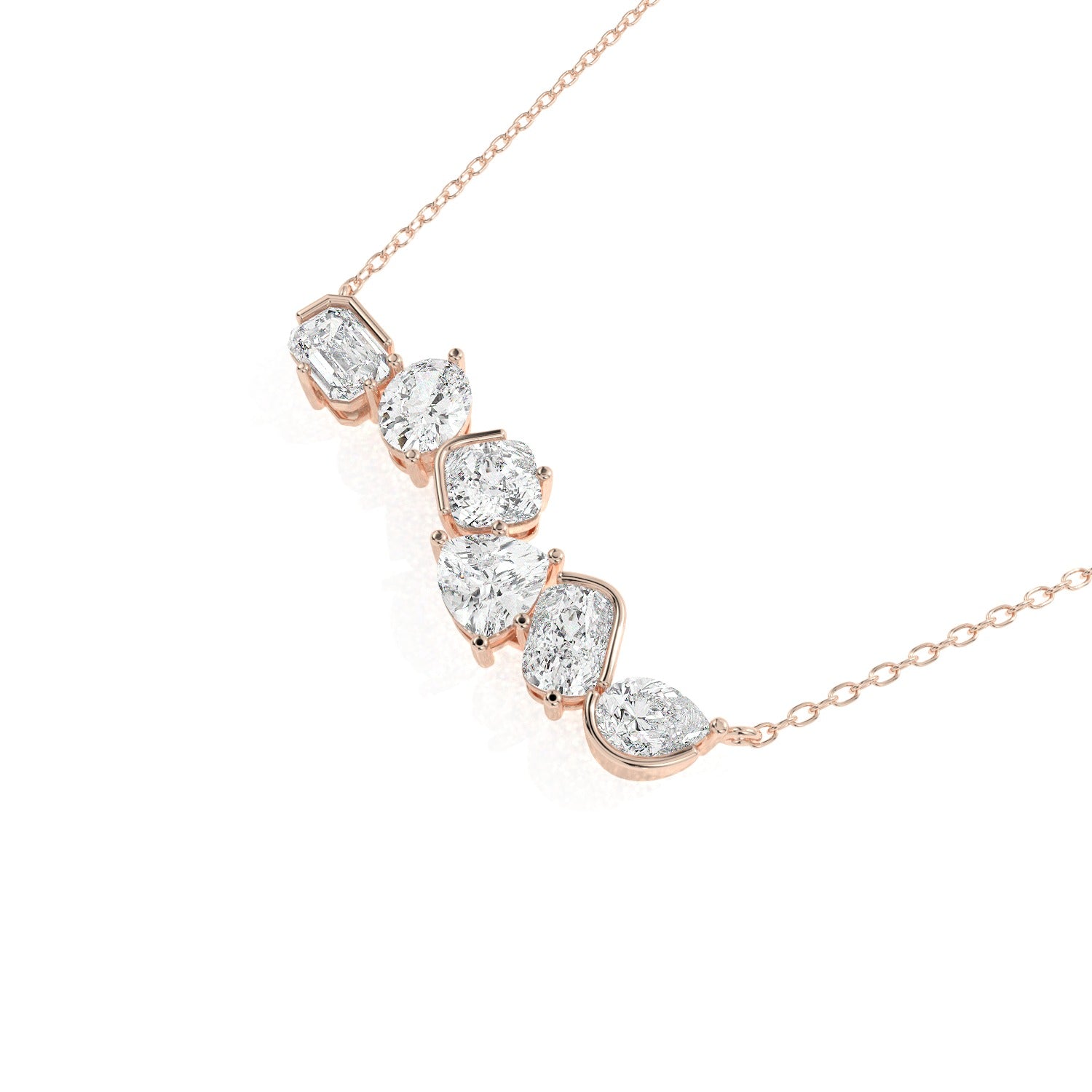 Mixed Cut Pendant Necklace - Rose Gold#Metal Colour_Rose Gold
