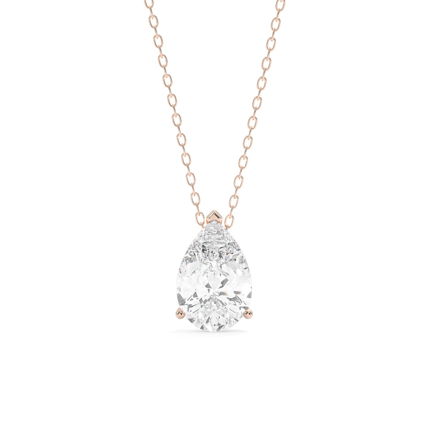 Pear Cut Pendant Necklace - Rose Gold#Metal Colour_Rose Gold
