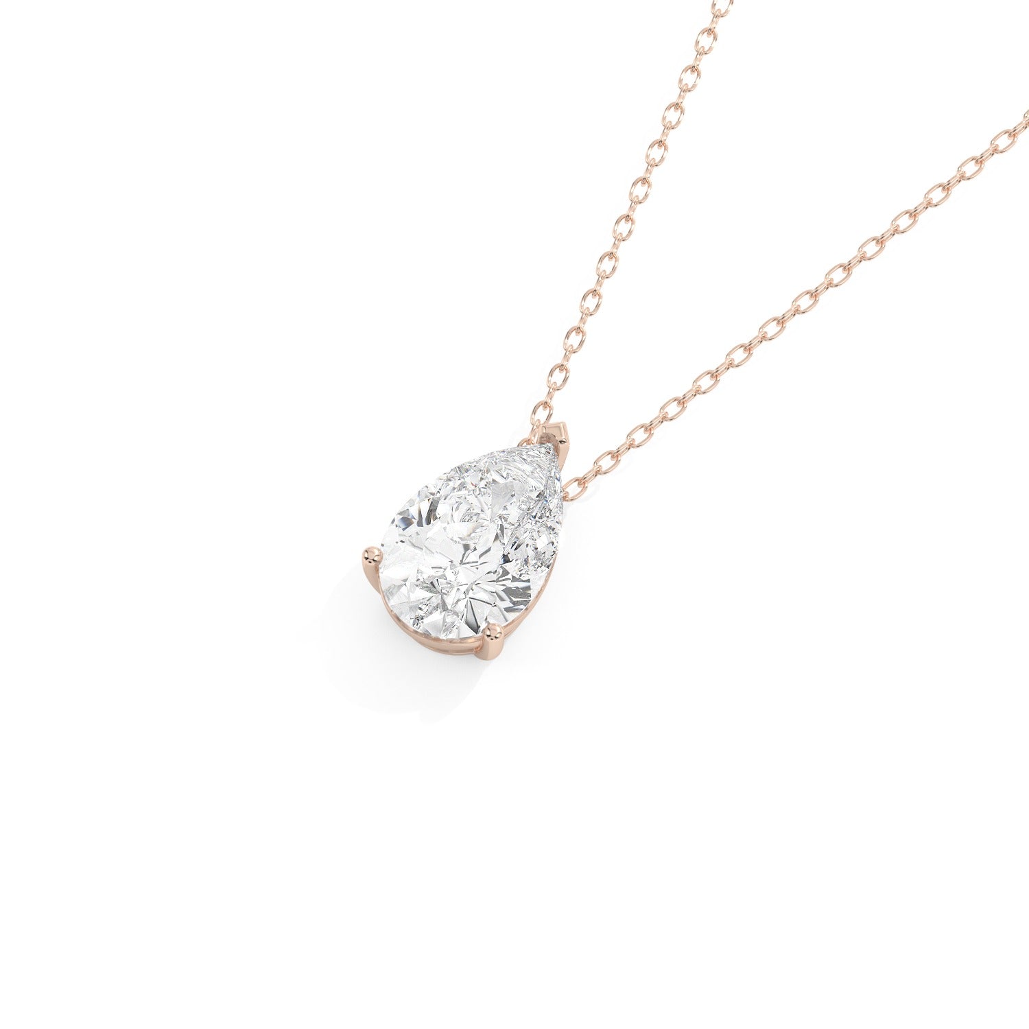 Pear Cut Pendant Necklace - Rose Gold#Metal Colour_Rose Gold