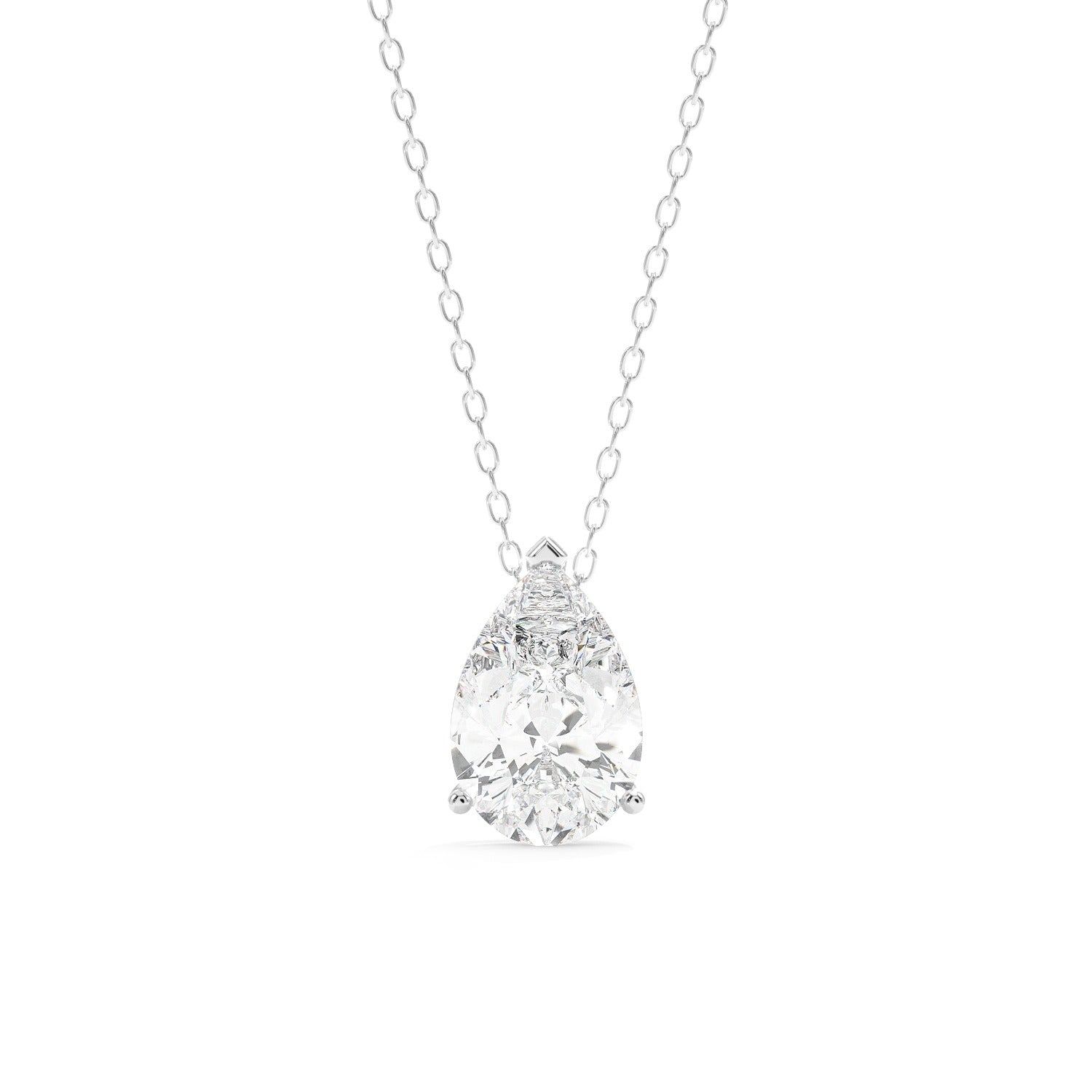 Pear Cut Pendant Necklace - White Gold#Metal Colour_White Gold