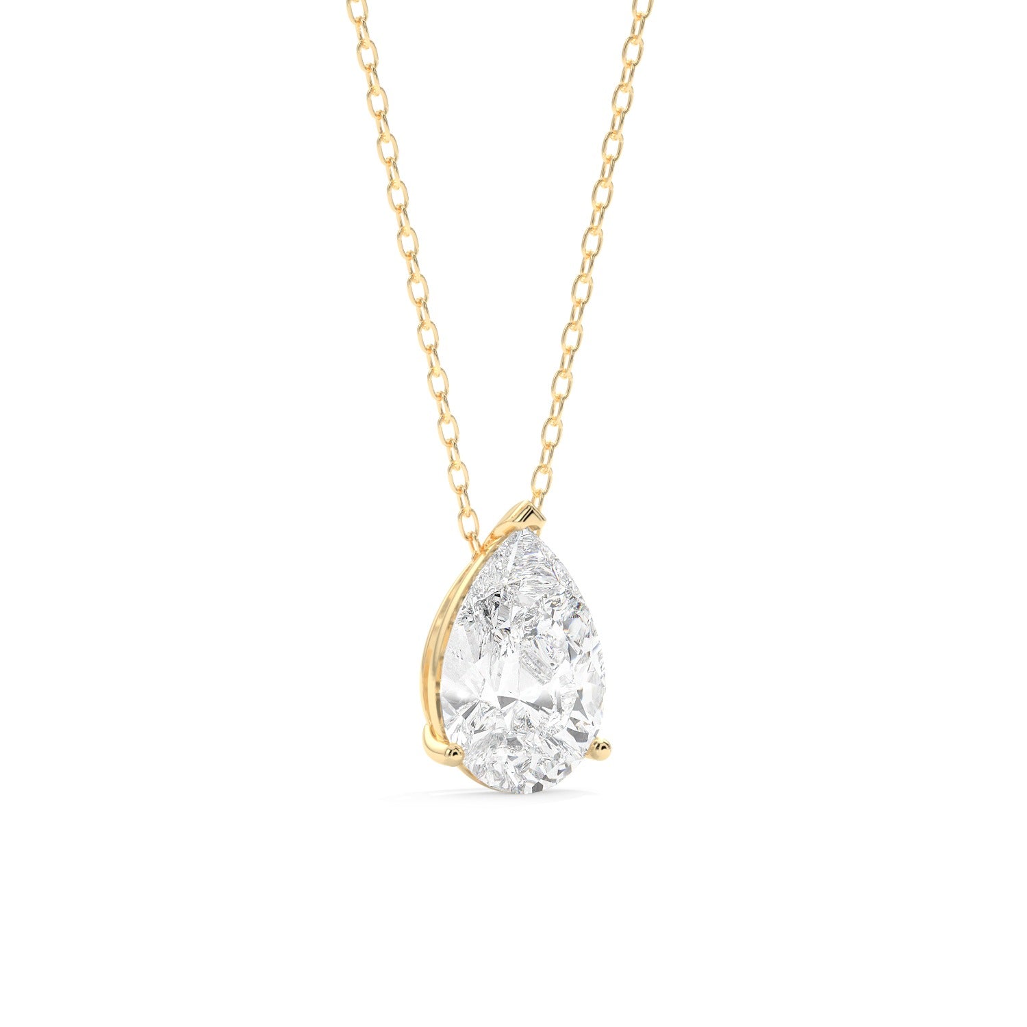 Pear Cut Pendant Necklace - Yellow Gold#Metal Colour_Yellow Gold