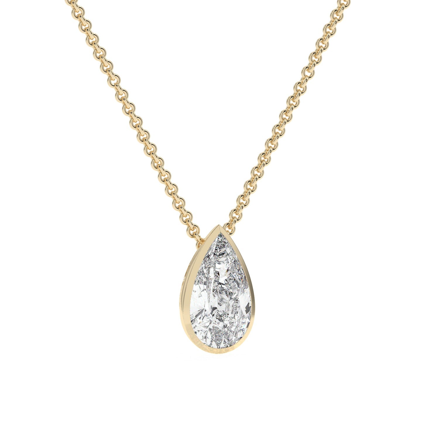 Pear Cut Pendant Necklace - Yellow Gold#Metal Colour_Yellow Gold