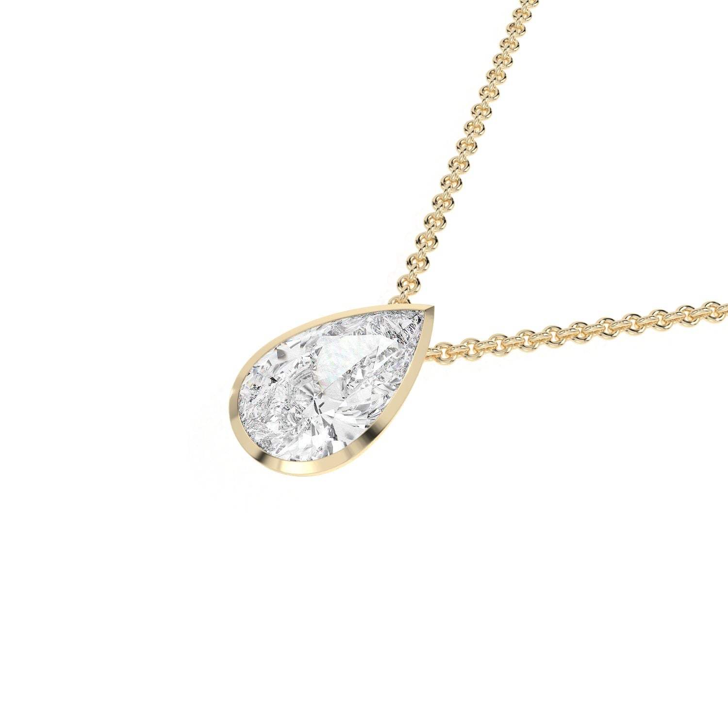 Pear Cut Pendant Necklace - Yellow Gold#Metal Colour_Yellow Gold