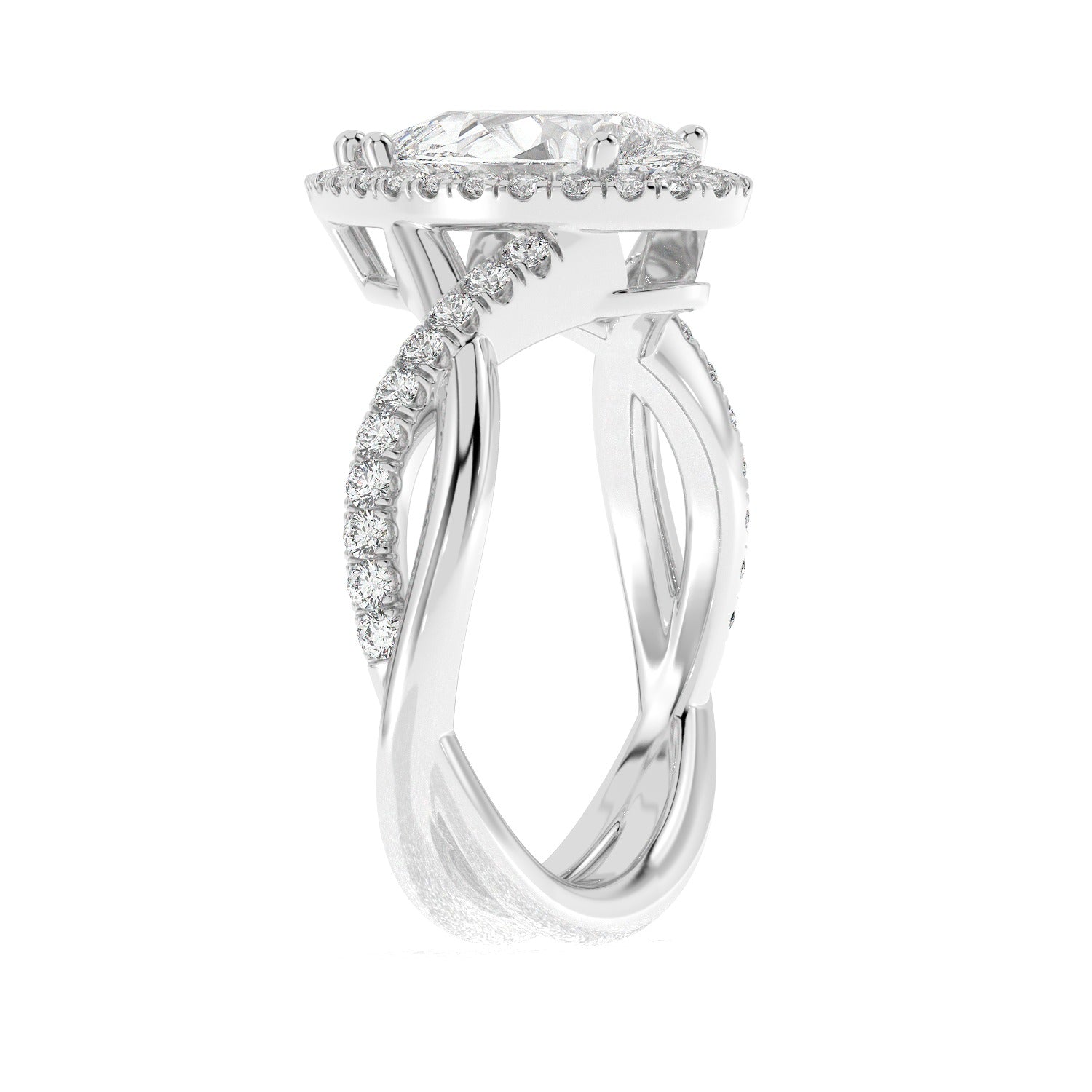 Pear Wave Ring - White Gold#Metal Colour_White Gold