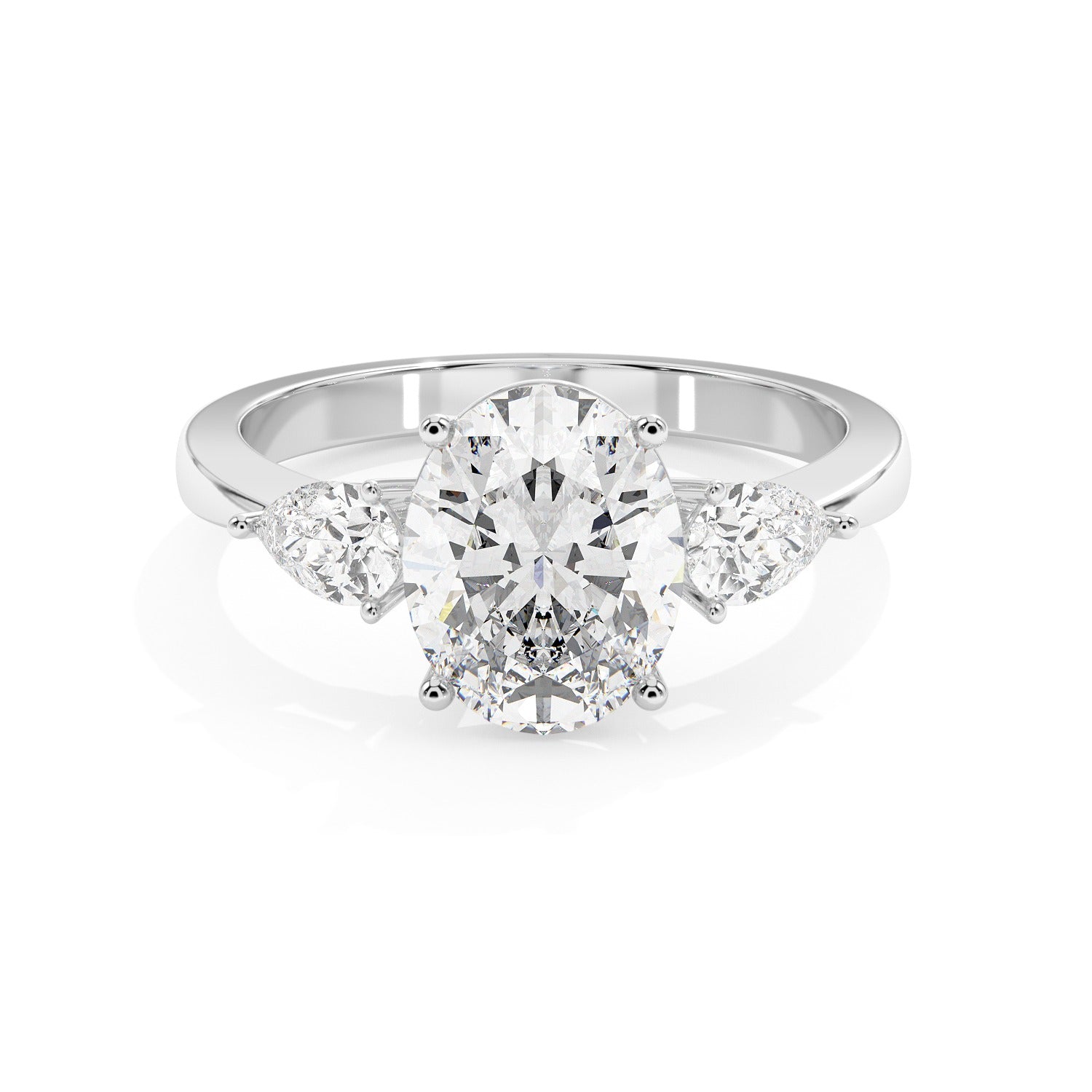 Framed Oval Ring - White Gold#Metal Colour_White Gold
