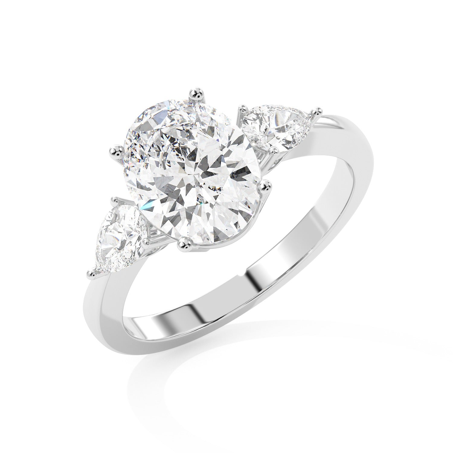 Framed Oval Ring - White Gold#Metal Colour_White Gold