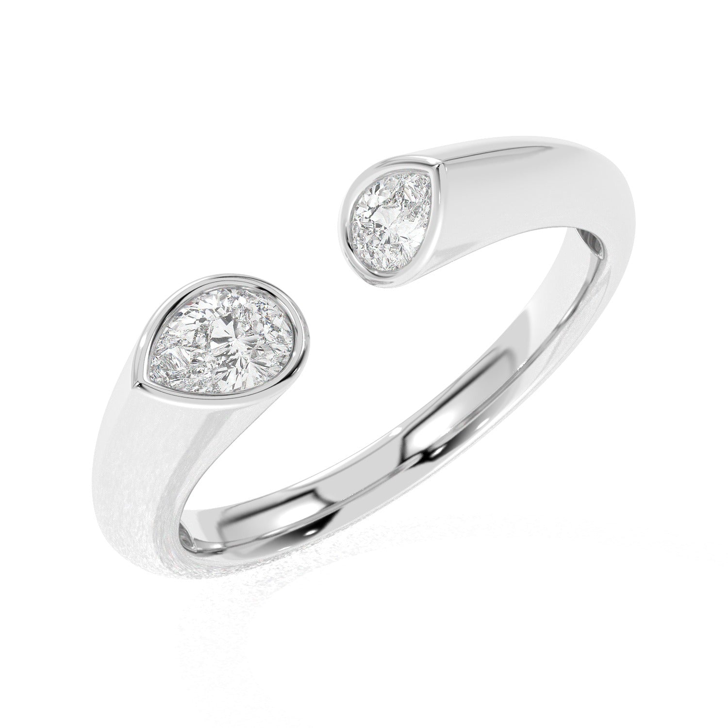 Double Pear Ring - White Gold#Metal Colour_White Gold