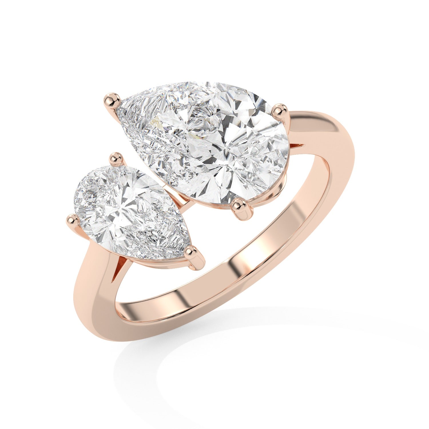 Pear Toi Et Moi Ring - Rose Gold#Metal Colour_Rose Gold