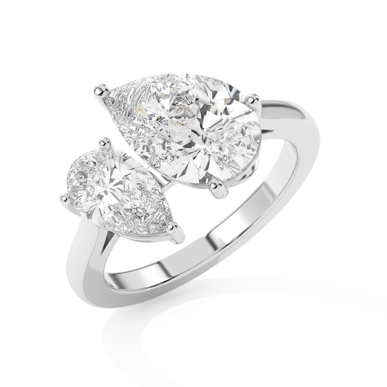 Pear Toi Et Moi Ring - White Gold#Metal Colour_White Gold