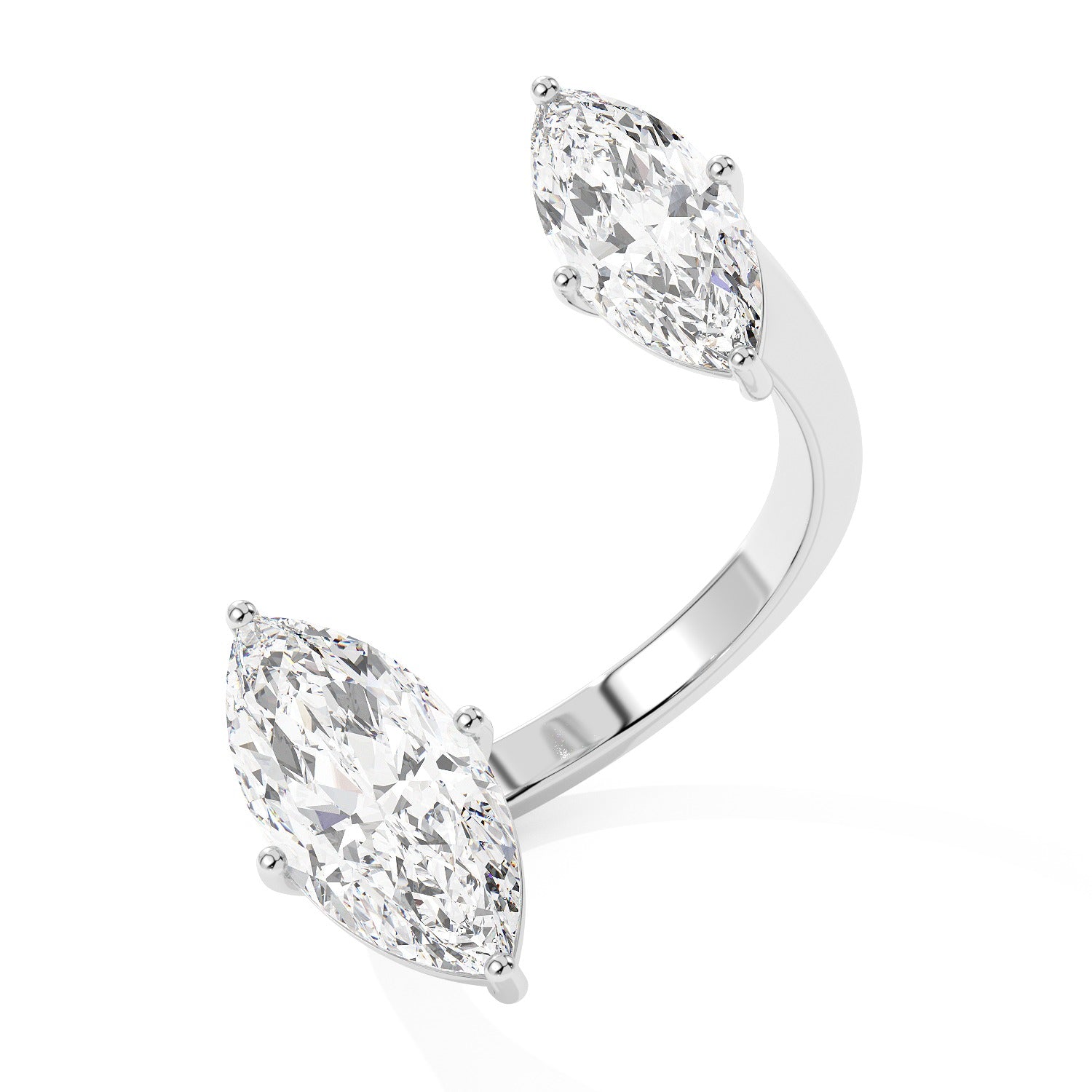 Marquise Duet Ring - White Gold#Metal Colour_White Gold