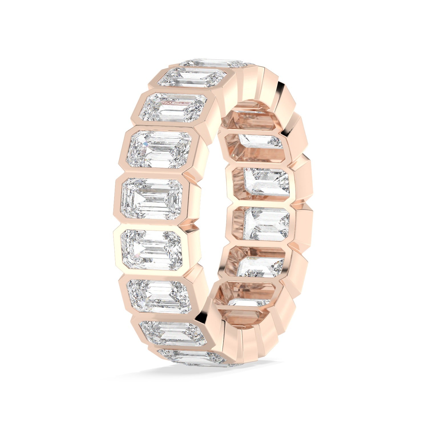 Emerald Bezel Eternity Ring - Rose Gold#Metal Colour_Rose Gold