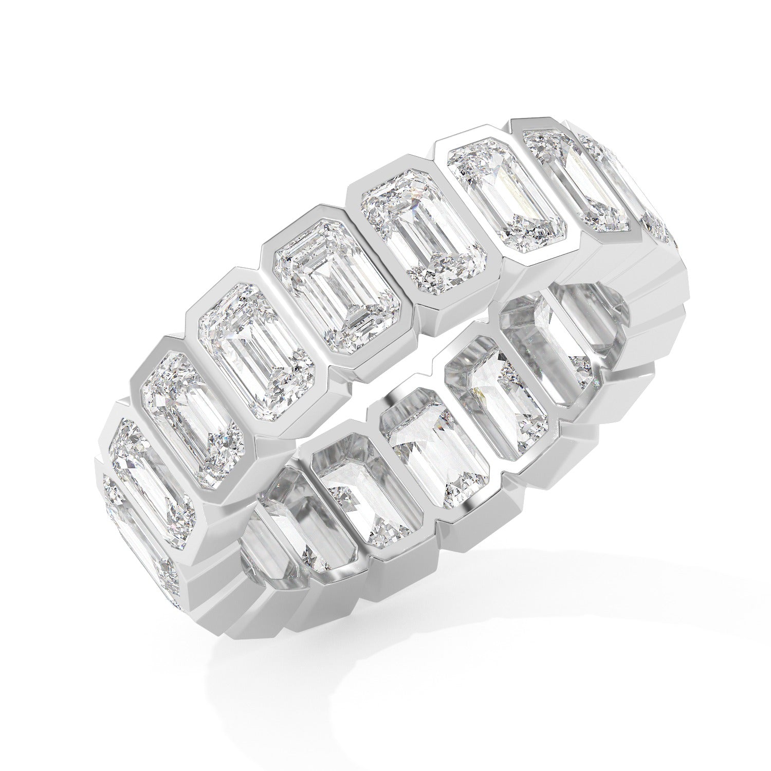 Emerald Bezel Eternity Ring - White Gold#Metal Colour_White Gold