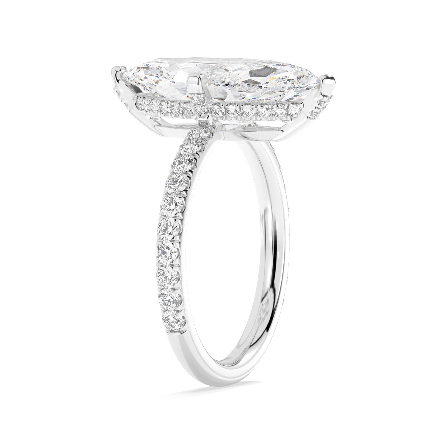 Marquise Line Ring - White Gold#Metal Colour_White Gold
