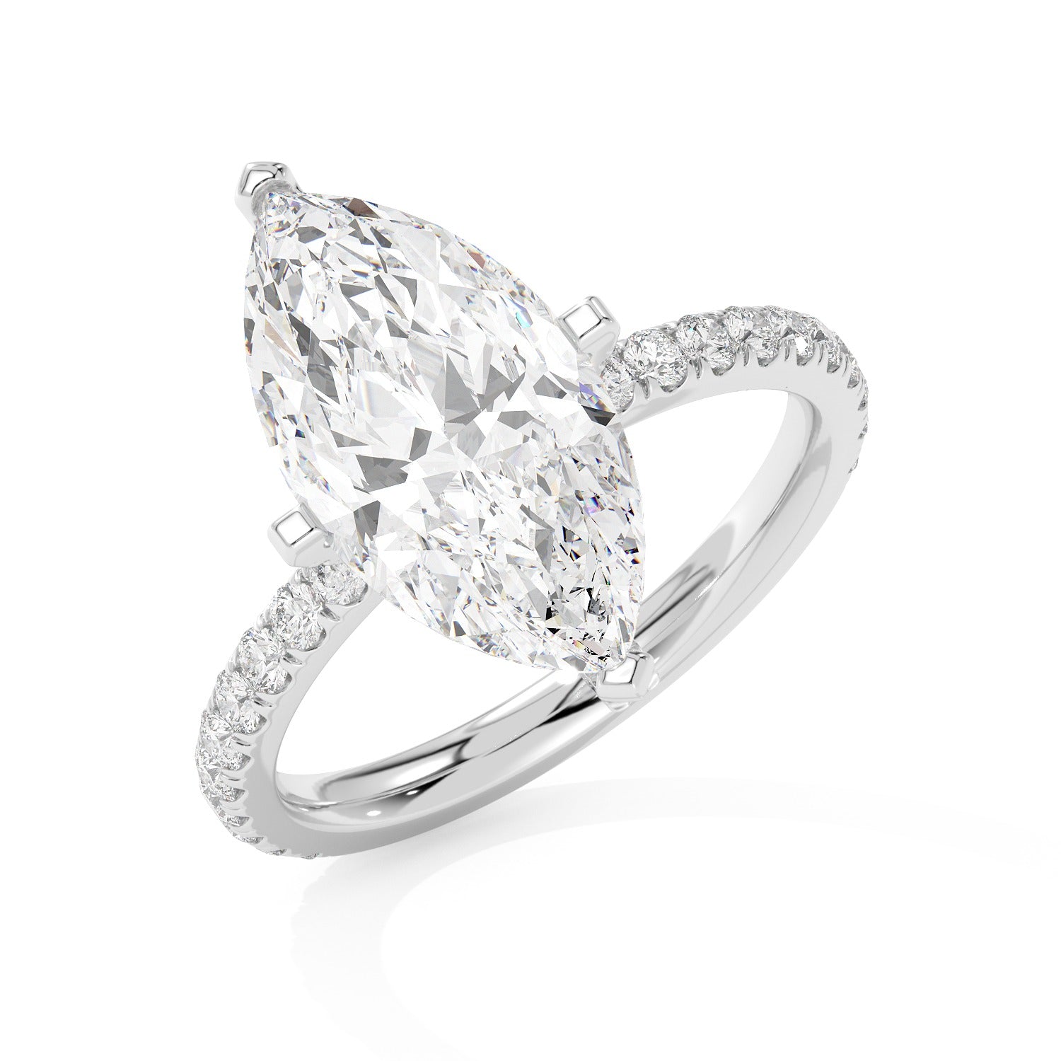 Marquise Line Ring - White Gold#Metal Colour_White Gold