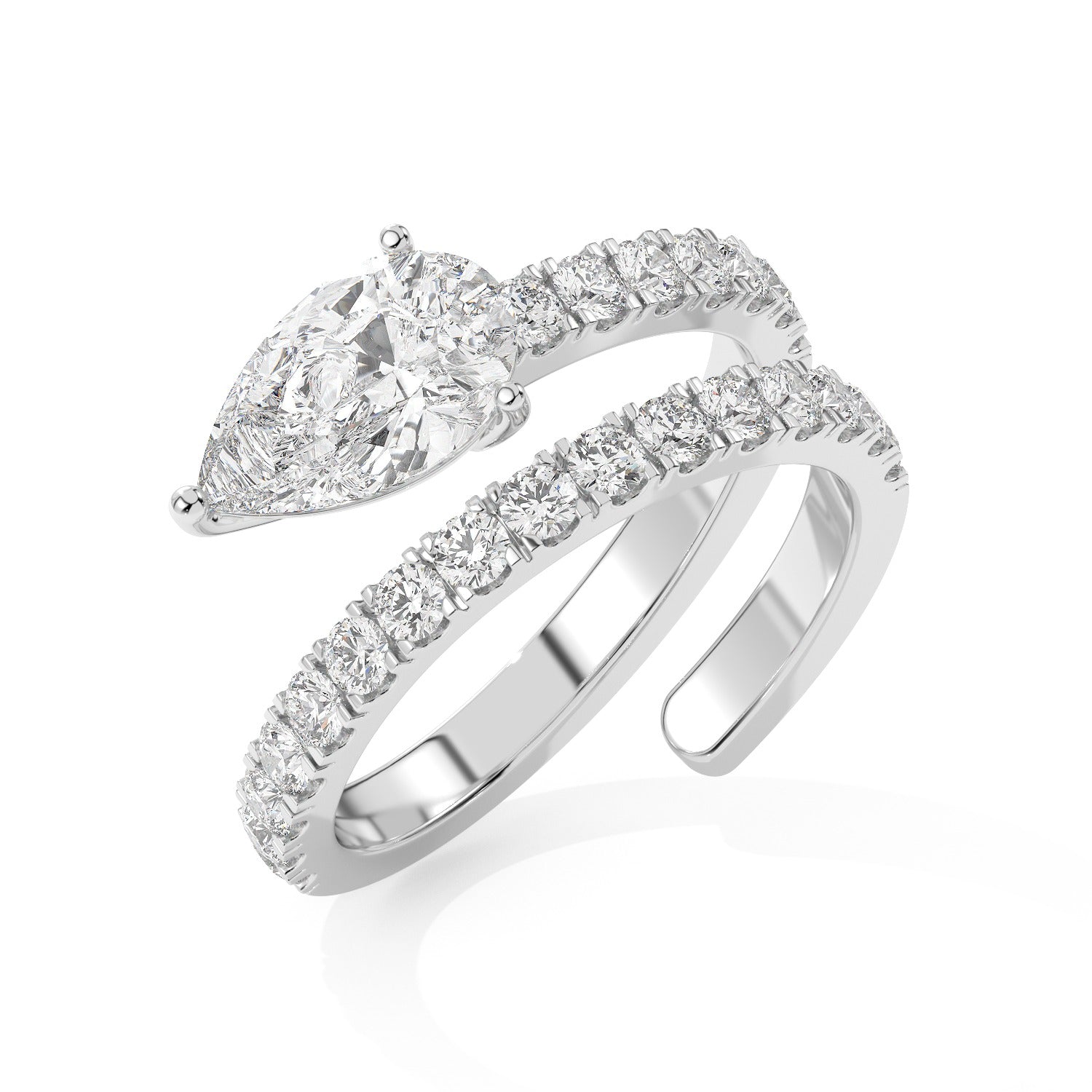 Pear Wrap Ring - White Gold#Metal Colour_White Gold