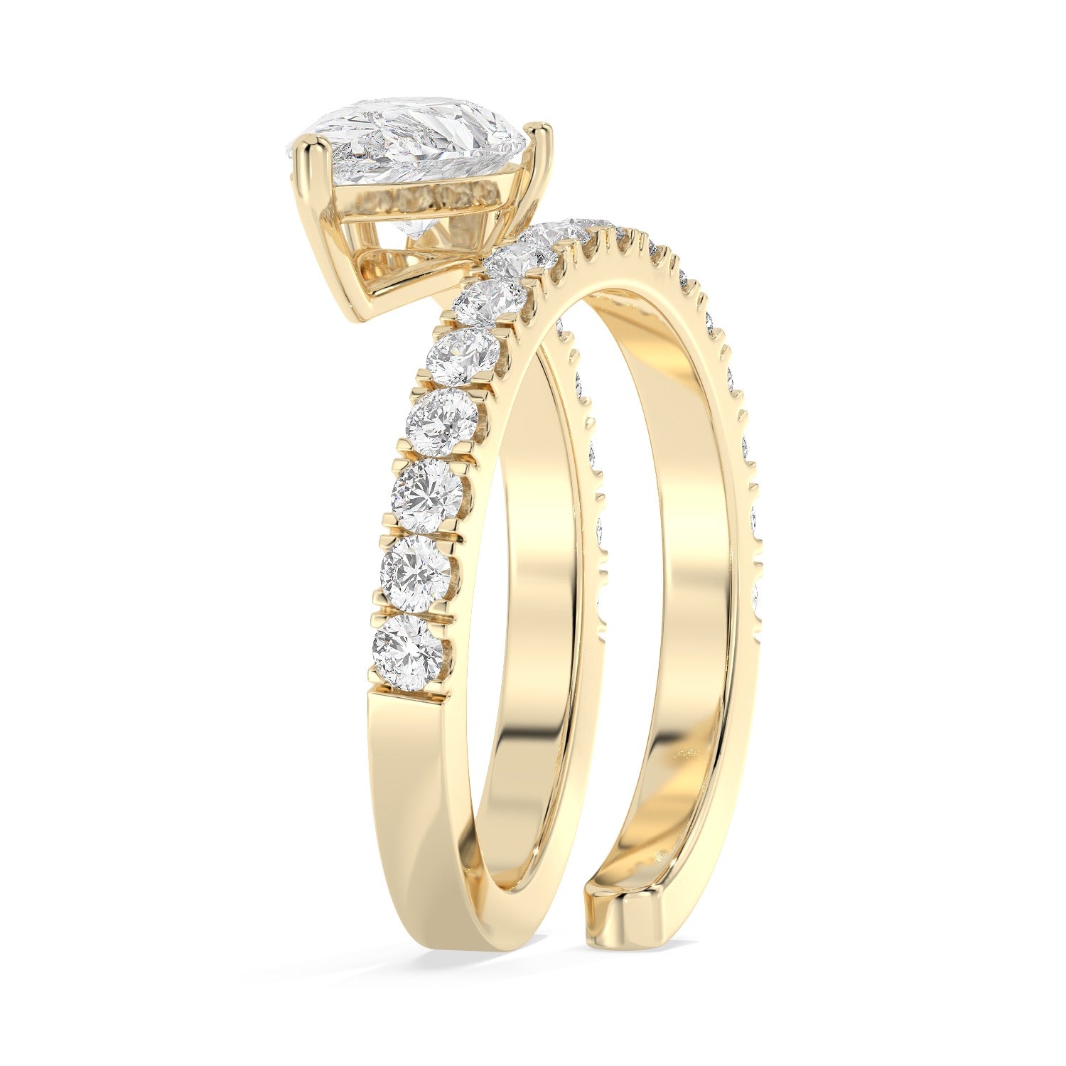 Pear Wrap Ring - Yellow Gold#Metal Colour_Yellow Gold