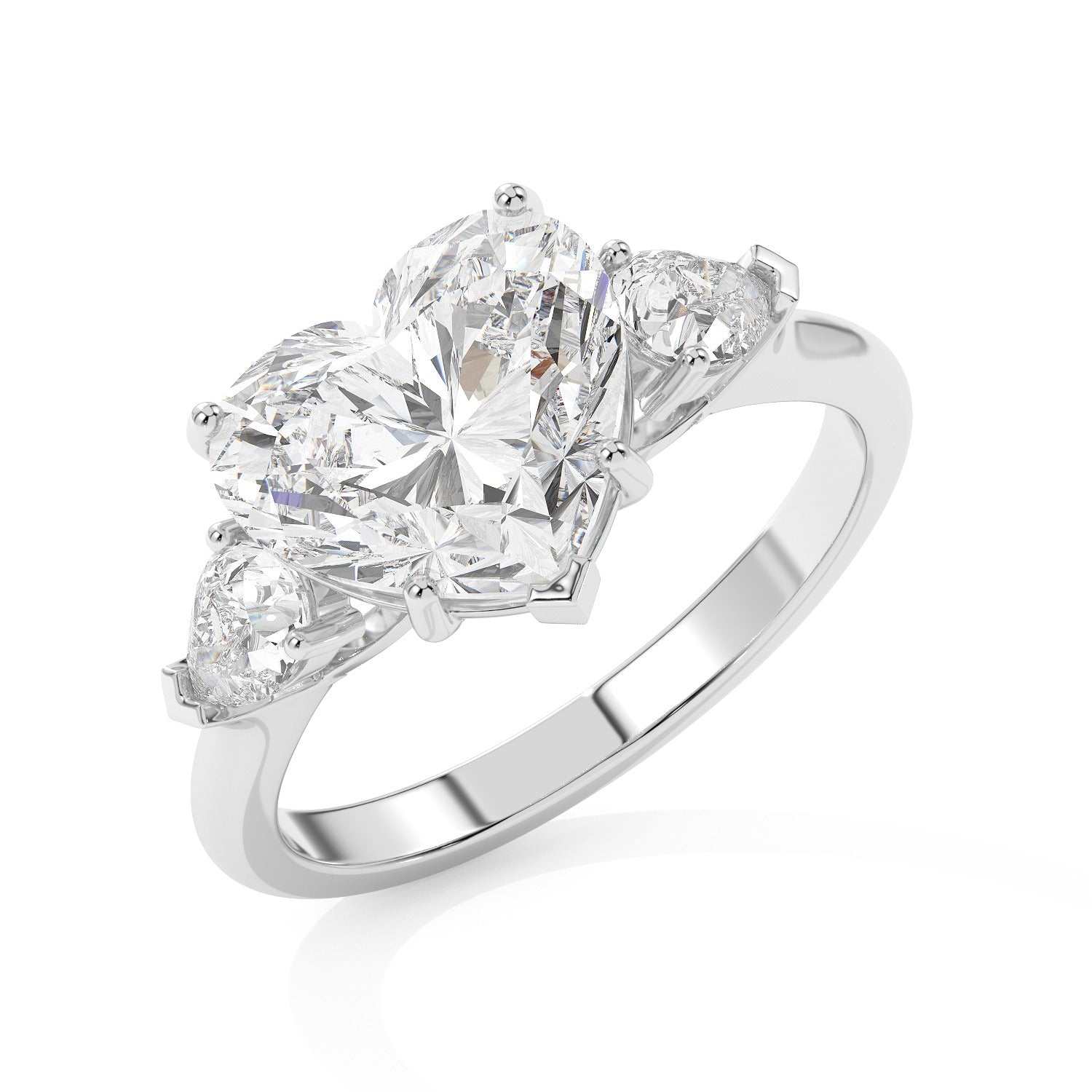 Framed Heart Ring - White Gold#Metal Colour_White Gold