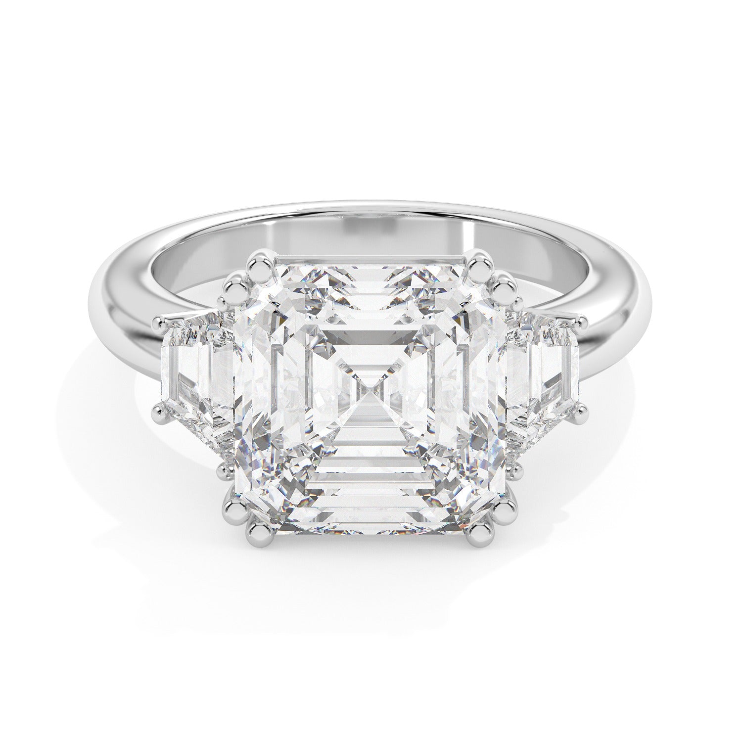Baguette Set Ring - White Gold#Metal Colour_White Gold