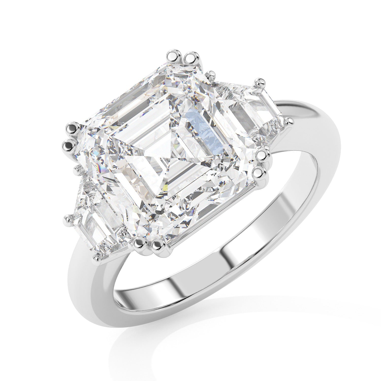 Baguette Set Ring - White Gold#Metal Colour_White Gold