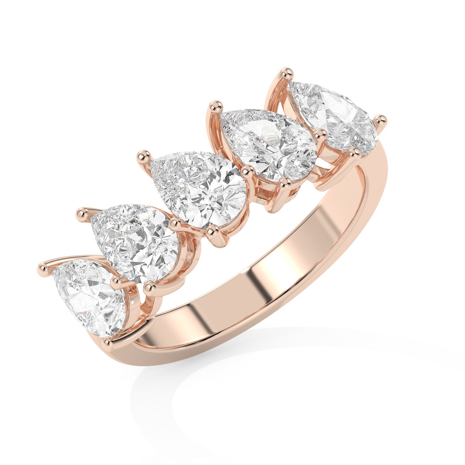 Pear Half Eternity Ring - Rose Gold#Metal Colour_Rose Gold