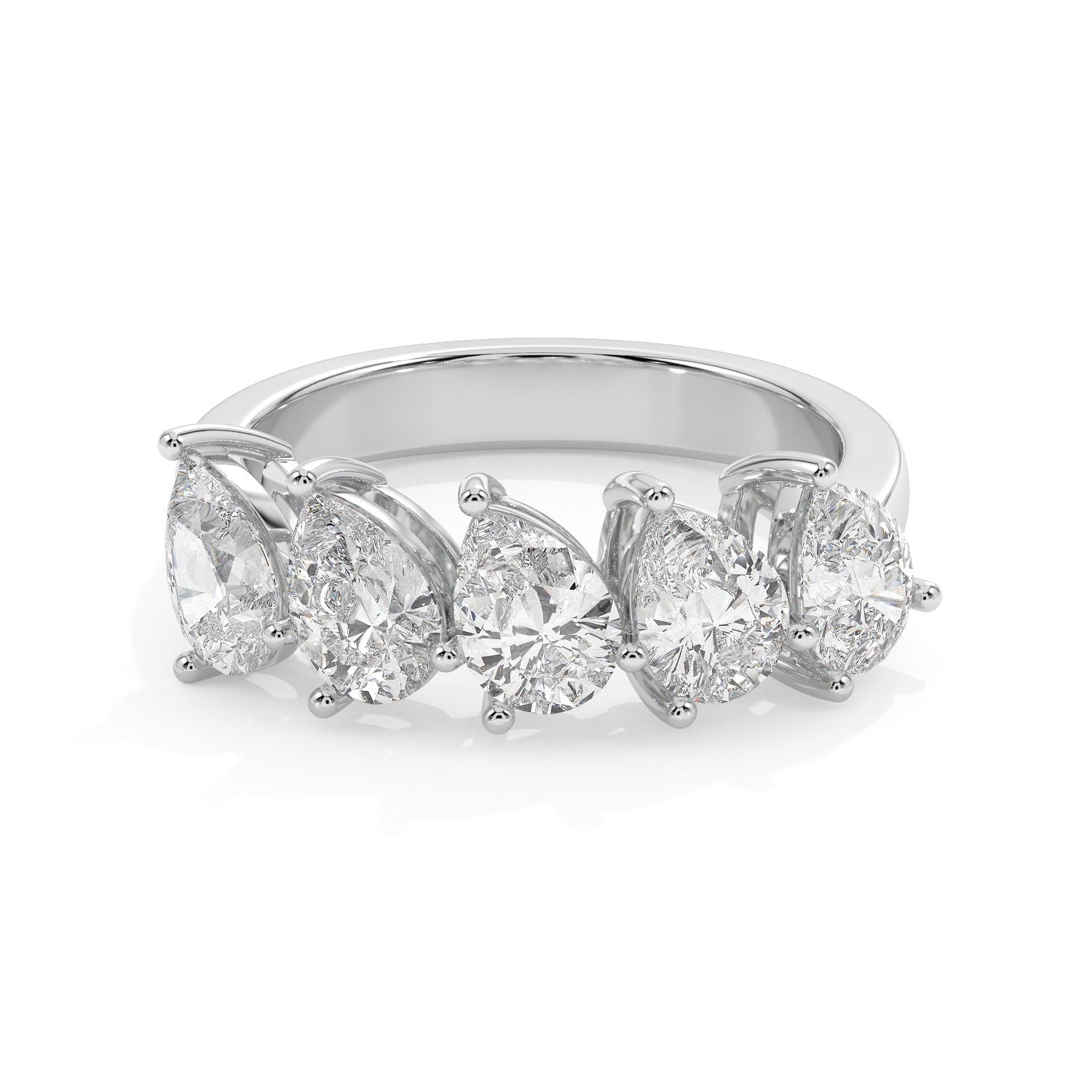 Pear Half Eternity Ring - White Gold#Metal Colour_White Gold