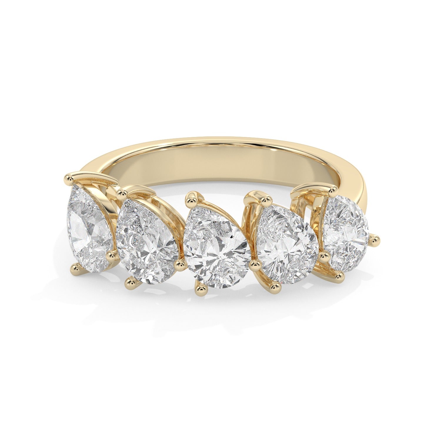 Pear Half Eternity Ring - Yellow Gold#Metal Colour_Yellow Gold