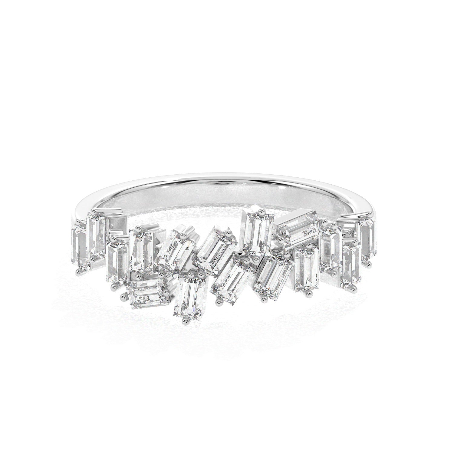 Emerald Cluster Ring - White Gold#Metal Colour_White Gold