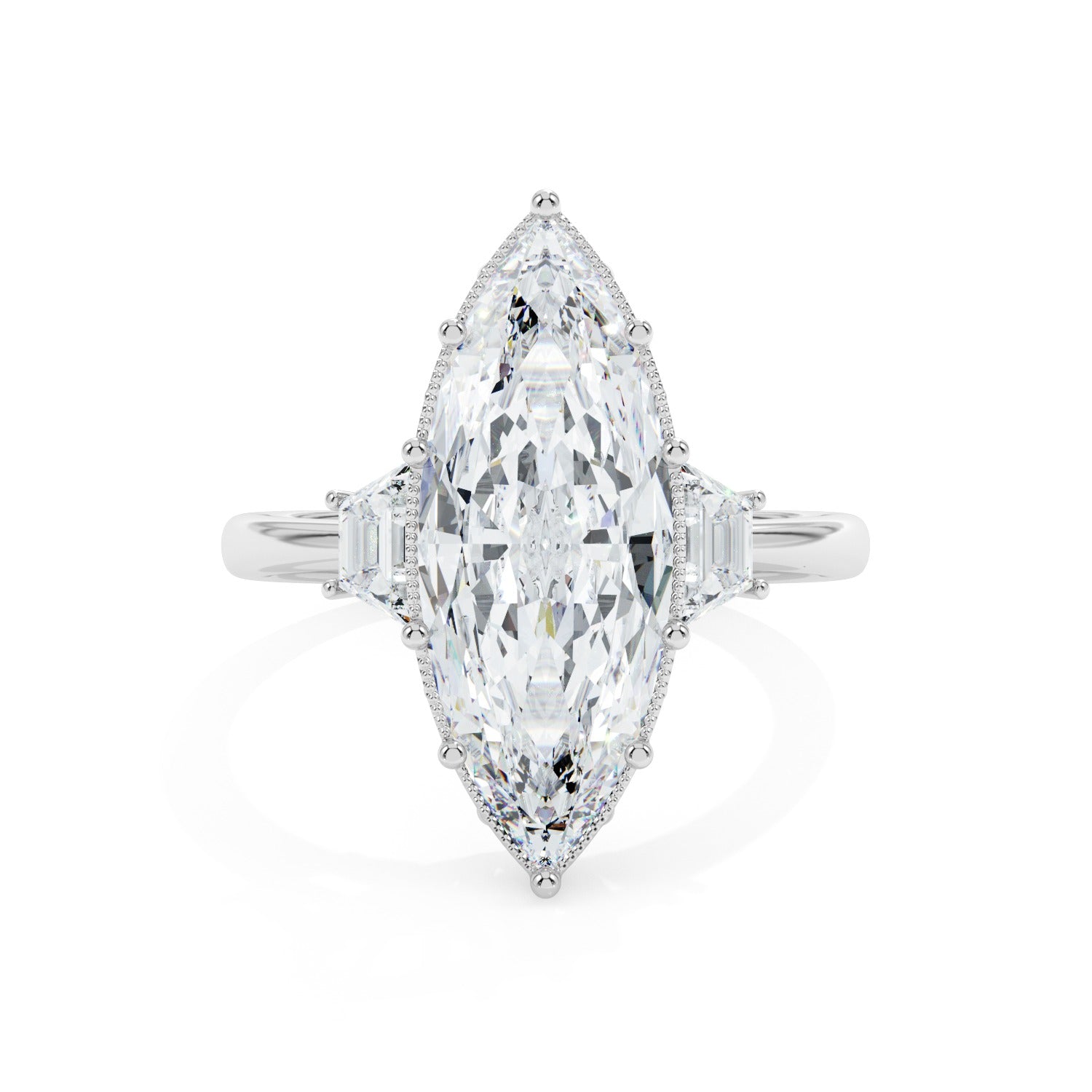 Marquise Frame Ring - White Gold#Metal Colour_White Gold
