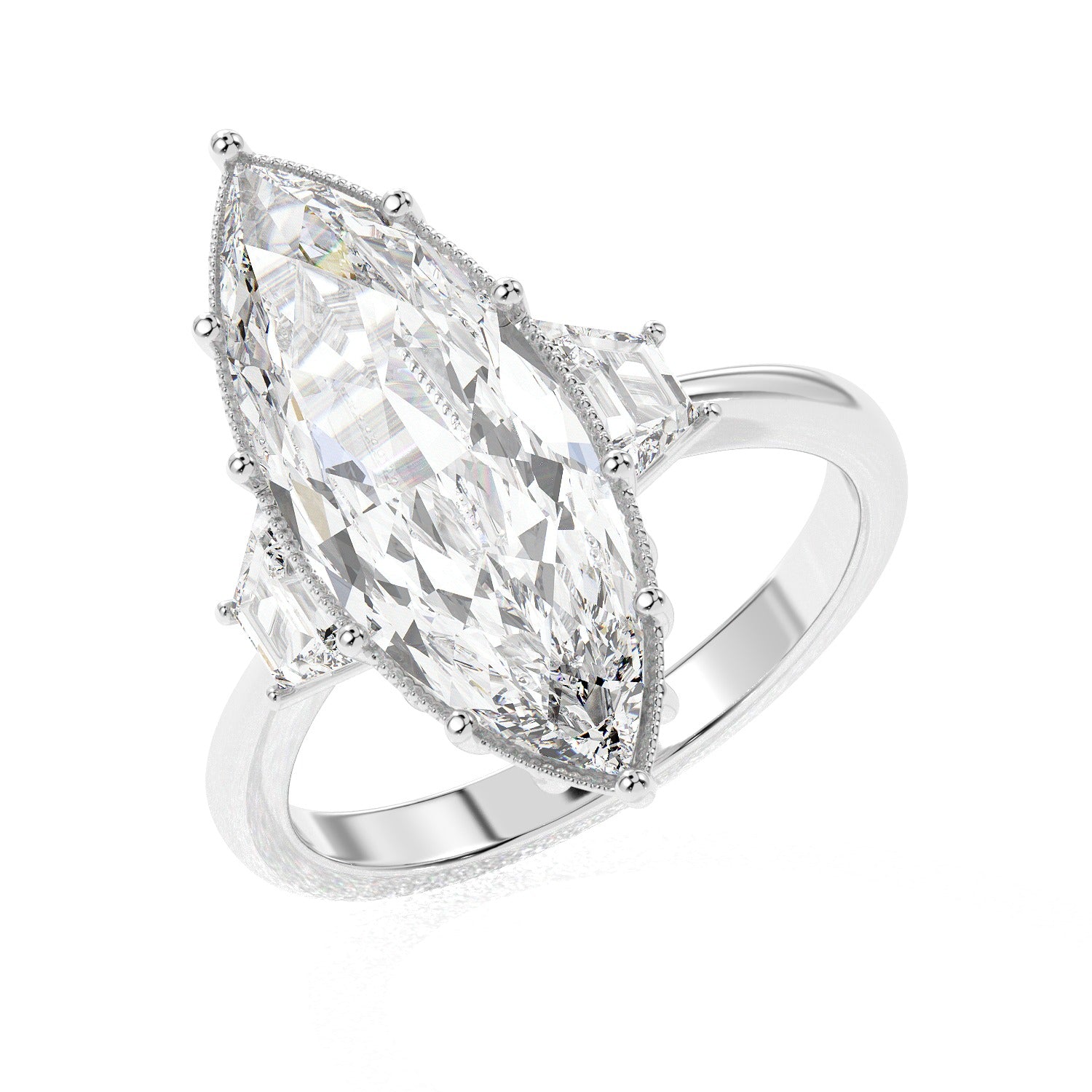 Marquise Frame Ring - White Gold#Metal Colour_White Gold