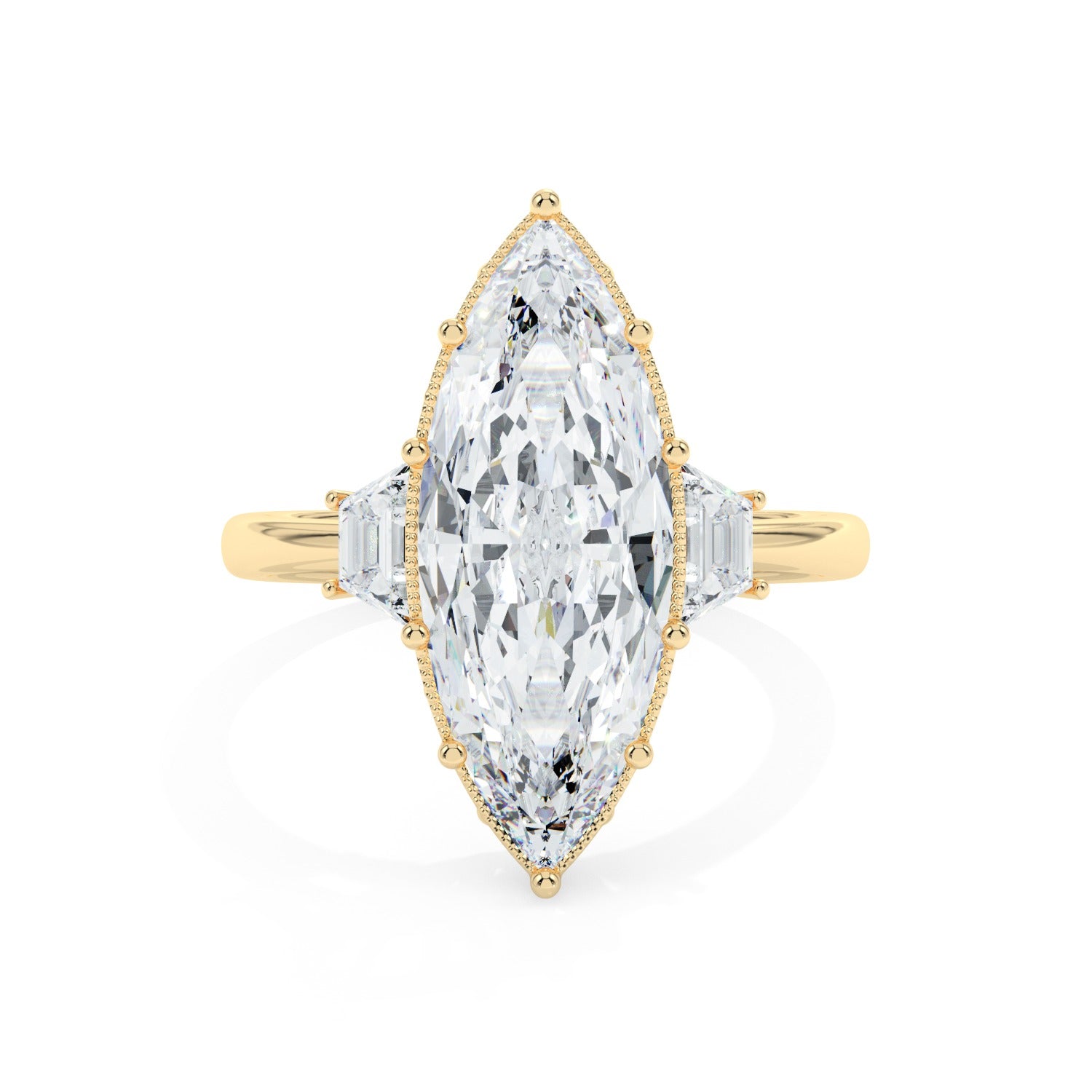 Marquise Frame Ring - Yellow Gold#Metal Colour_Yellow Gold