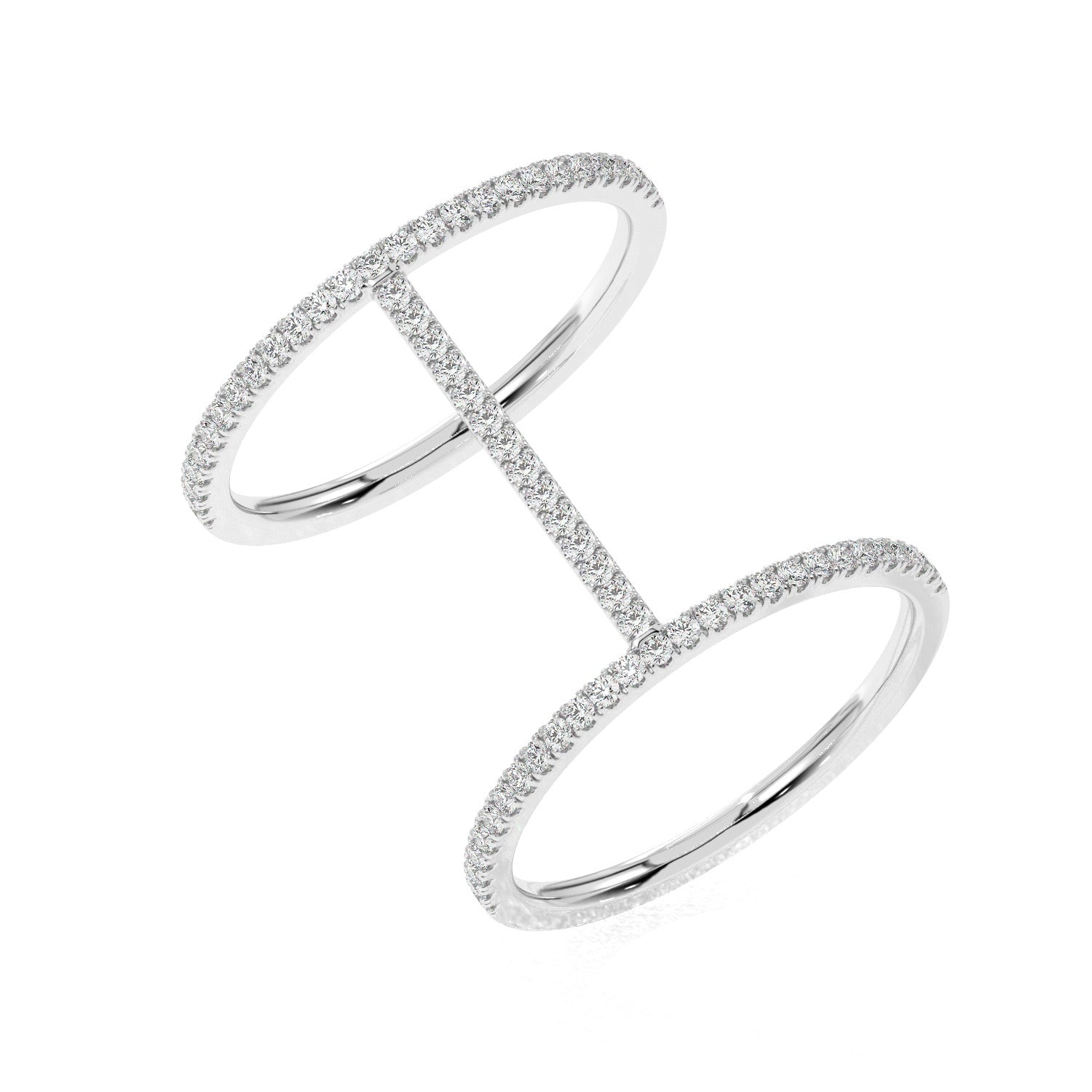 Double Band Ring - White Gold#Metal Colour_White Gold