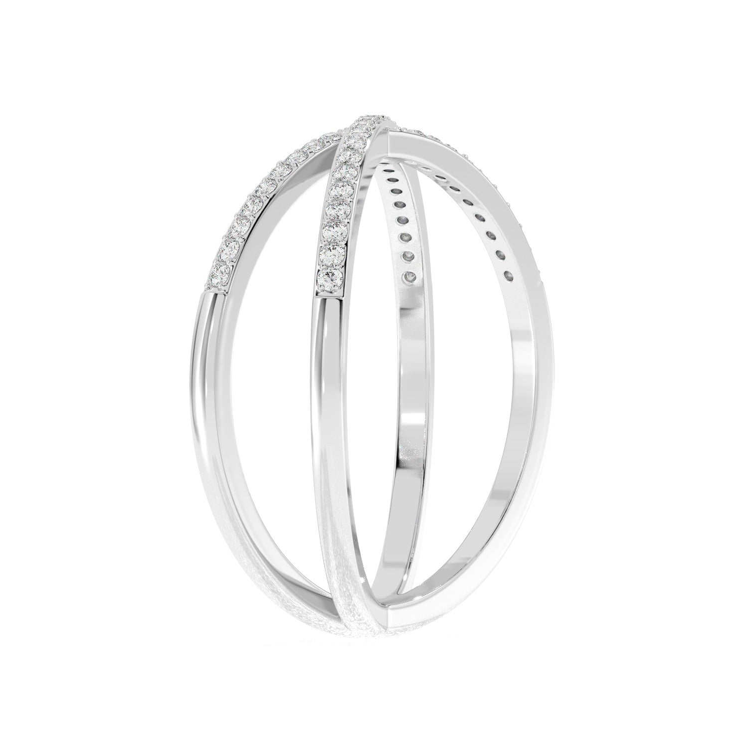 Crossed Band Ring - White Gold#Metal Colour_White Gold