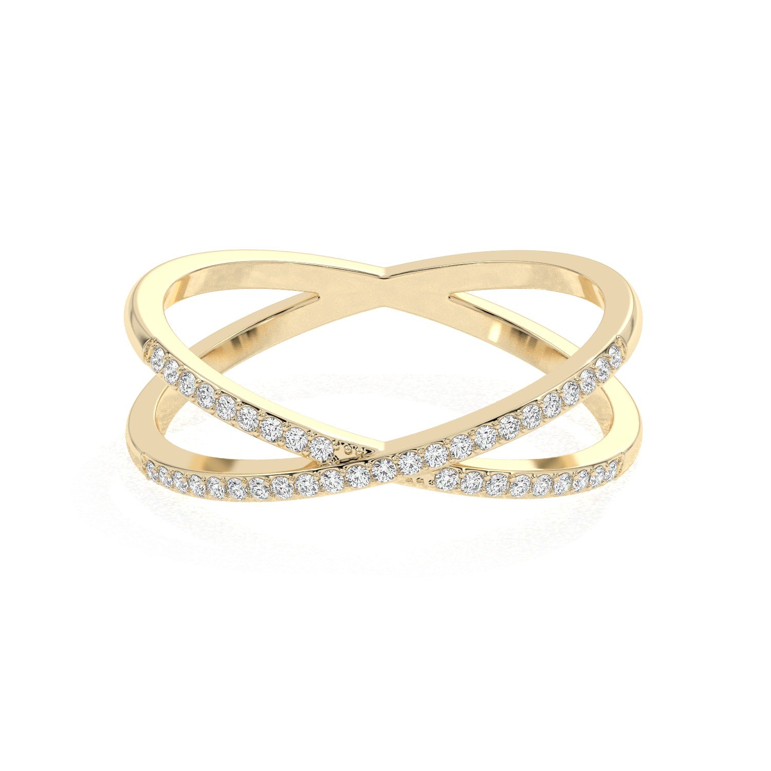 Crossed Band Ring - Yellow Gold#Metal Colour_Yellow Gold