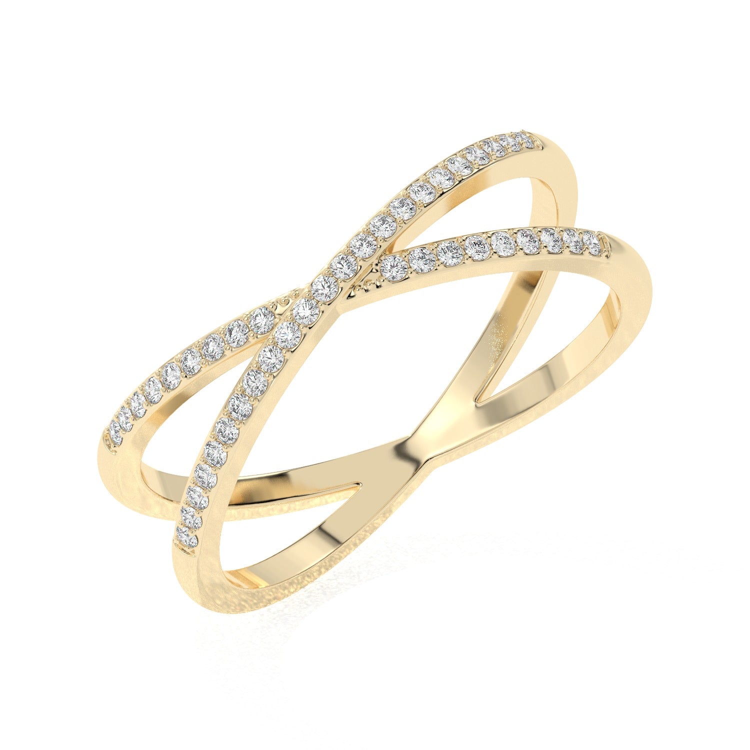 Crossed Band Ring - Yellow Gold#Metal Colour_Yellow Gold