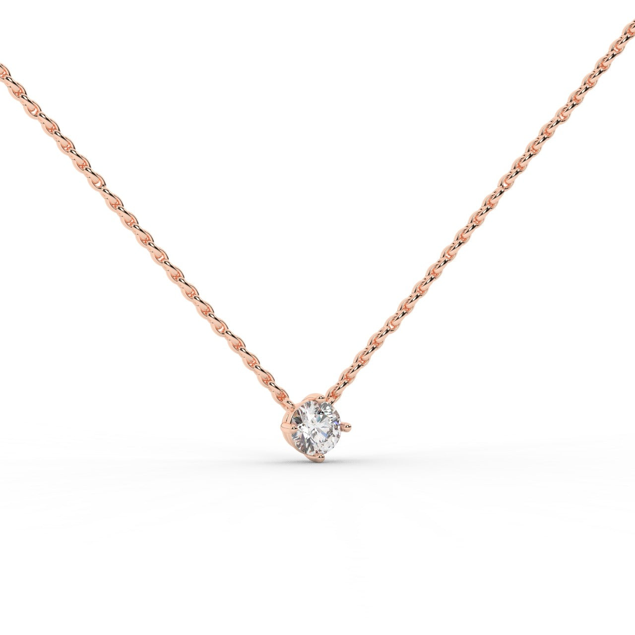 Audrey Diamond Pendant Necklace - Rose Gold 4mm#Metal Colour_Rose Gold#Stone Size_4mm