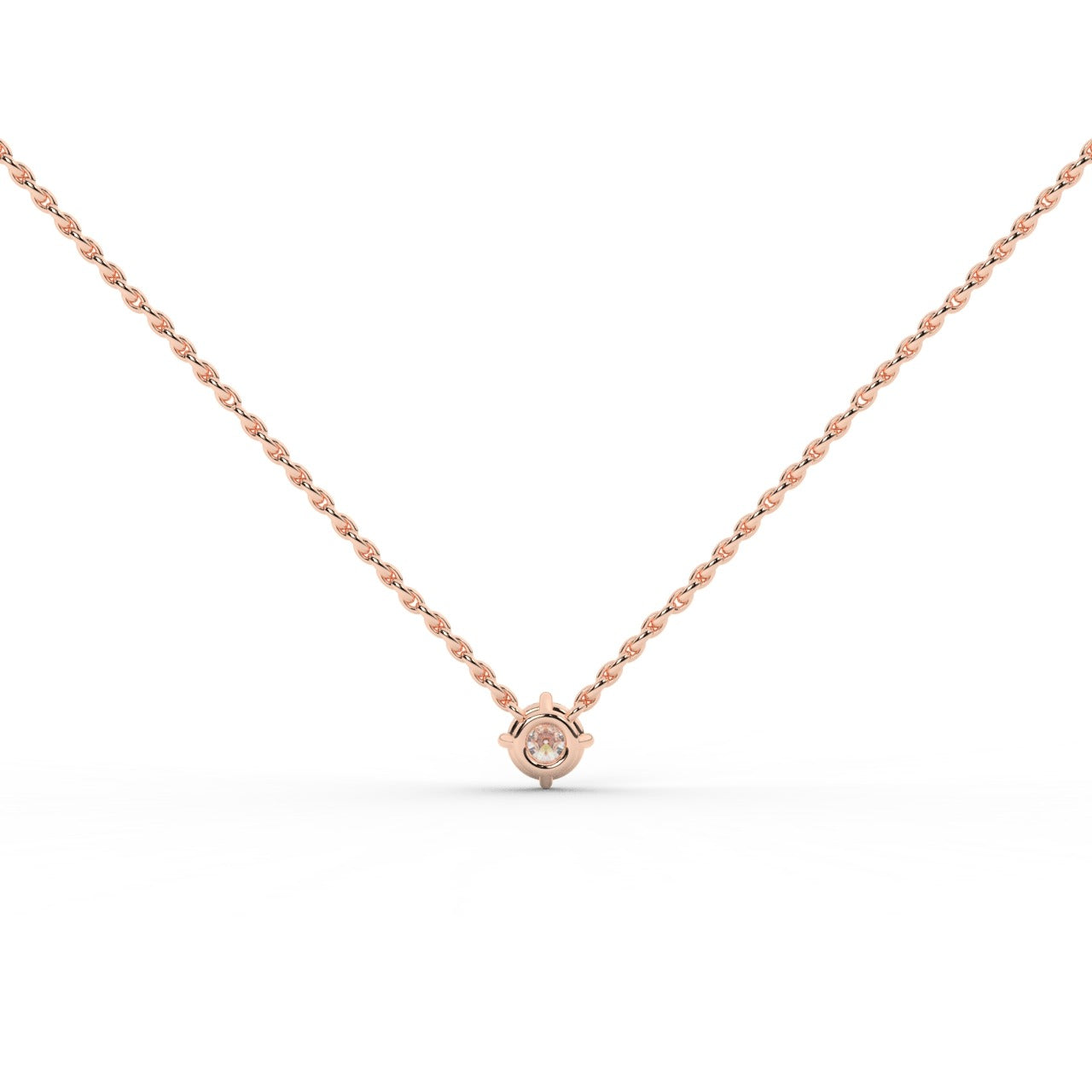 Audrey Diamond Pendant Necklace - Rose Gold 4mm#Metal Colour_Rose Gold#Stone Size_4mm
