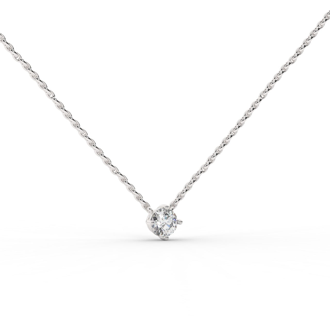 Audrey Diamond Pendant Necklace - White Gold 4mm#Metal Colour_White Gold#Stone Size_4mm