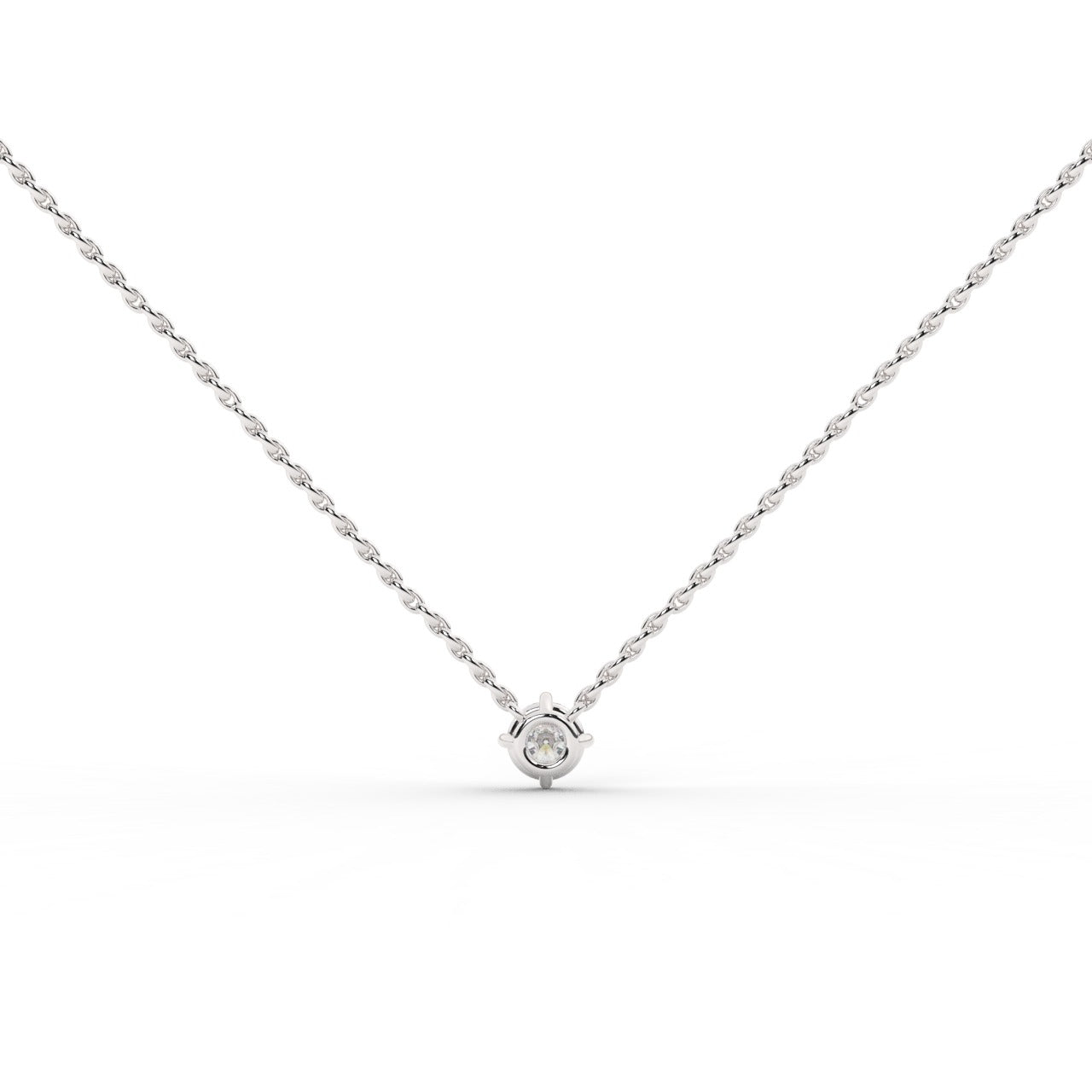 Audrey Diamond Pendant Necklace - White Gold 4mm#Metal Colour_White Gold#Stone Size_4mm
