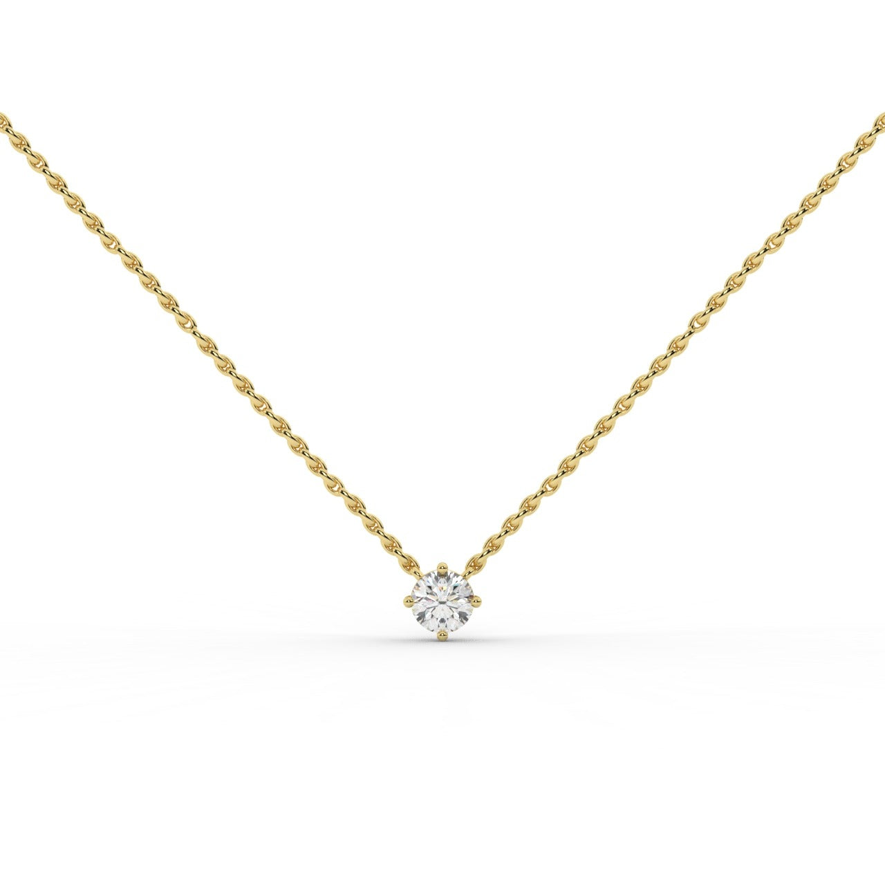 Audrey Diamond Pendant Necklace - Yellow Gold 4mm#Metal Colour_Yellow Gold#Stone Size_4mm