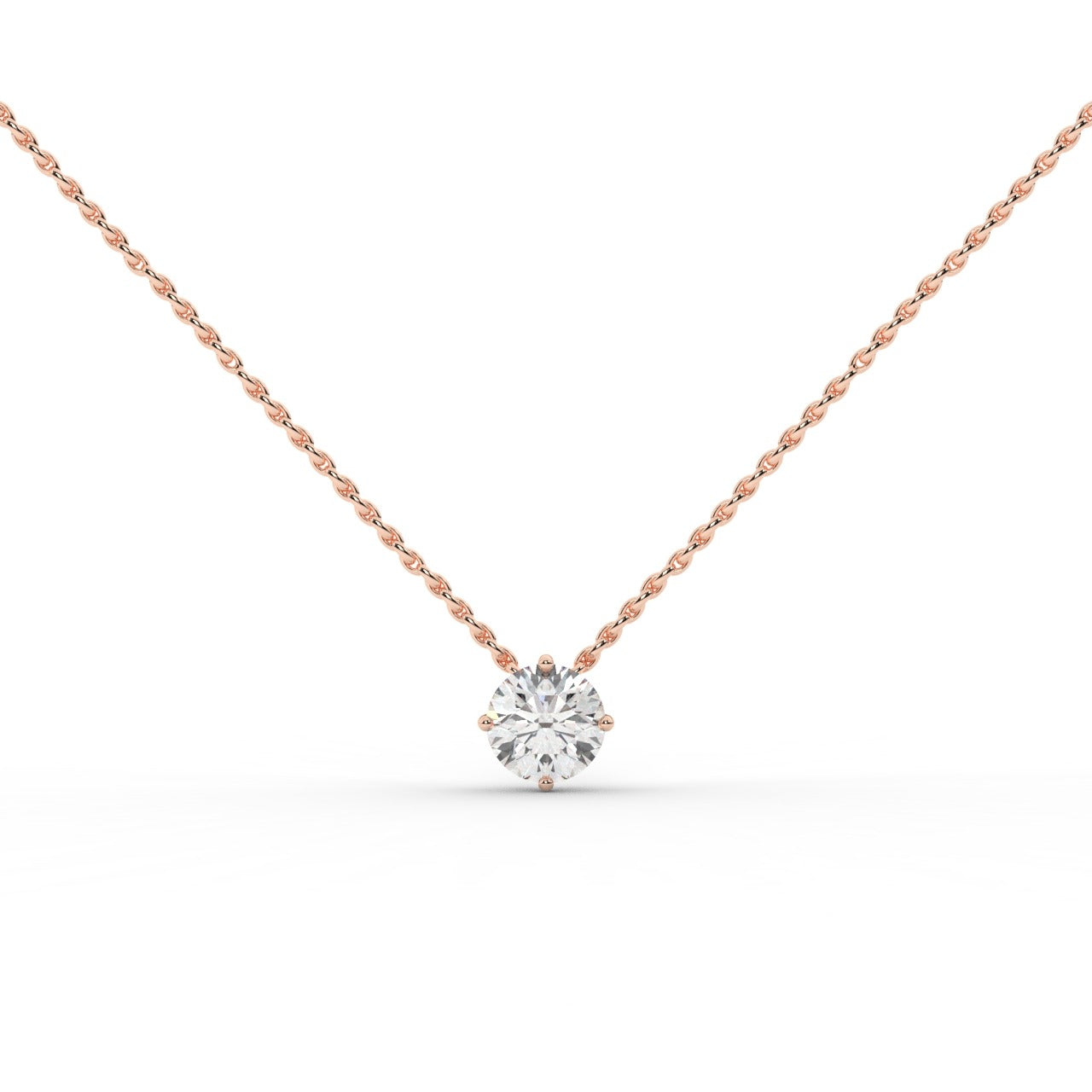 Audrey Diamond Pendant Necklace - Rose Gold 5.85mm#Metal Colour_Rose Gold#Stone Size_5.85mm