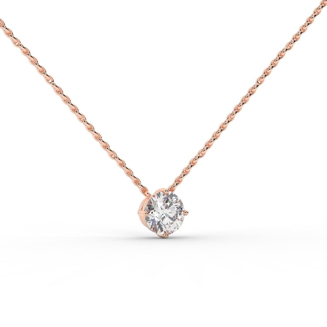 Audrey Diamond Pendant Necklace - Rose Gold 5.85mm#Metal Colour_Rose Gold#Stone Size_5.85mm