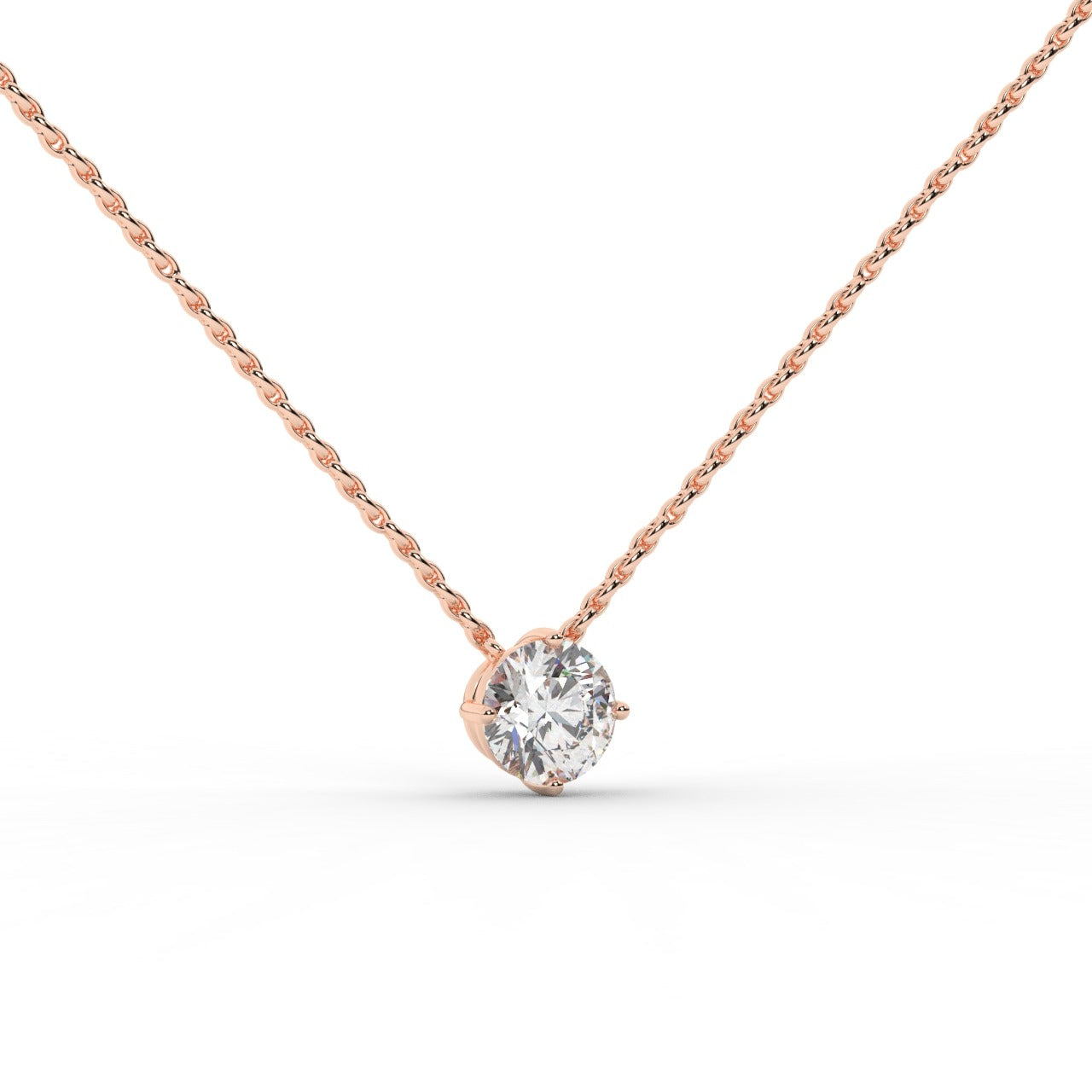 Audrey Diamond Pendant Necklace - Rose Gold 5.85mm#Metal Colour_Rose Gold#Stone Size_5.85mm